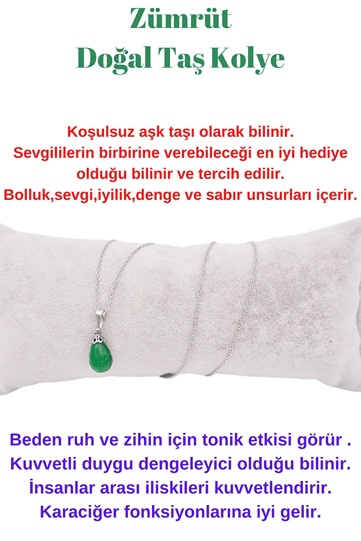 Zümrüt Doğal Taş Kolye