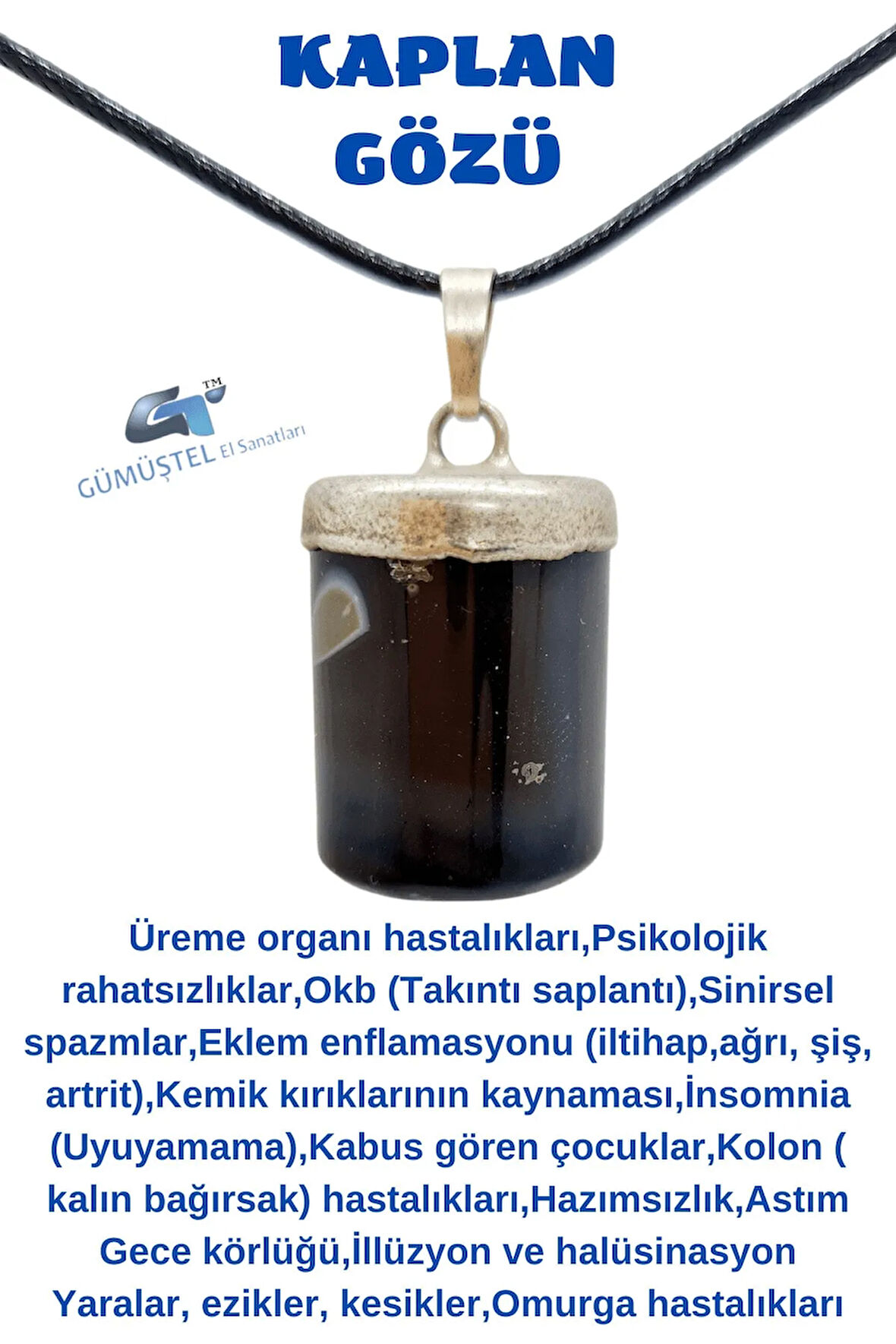 Sertifikalı Kaplan Gözü Doğal Taş Kolye Zincir Hediyeli