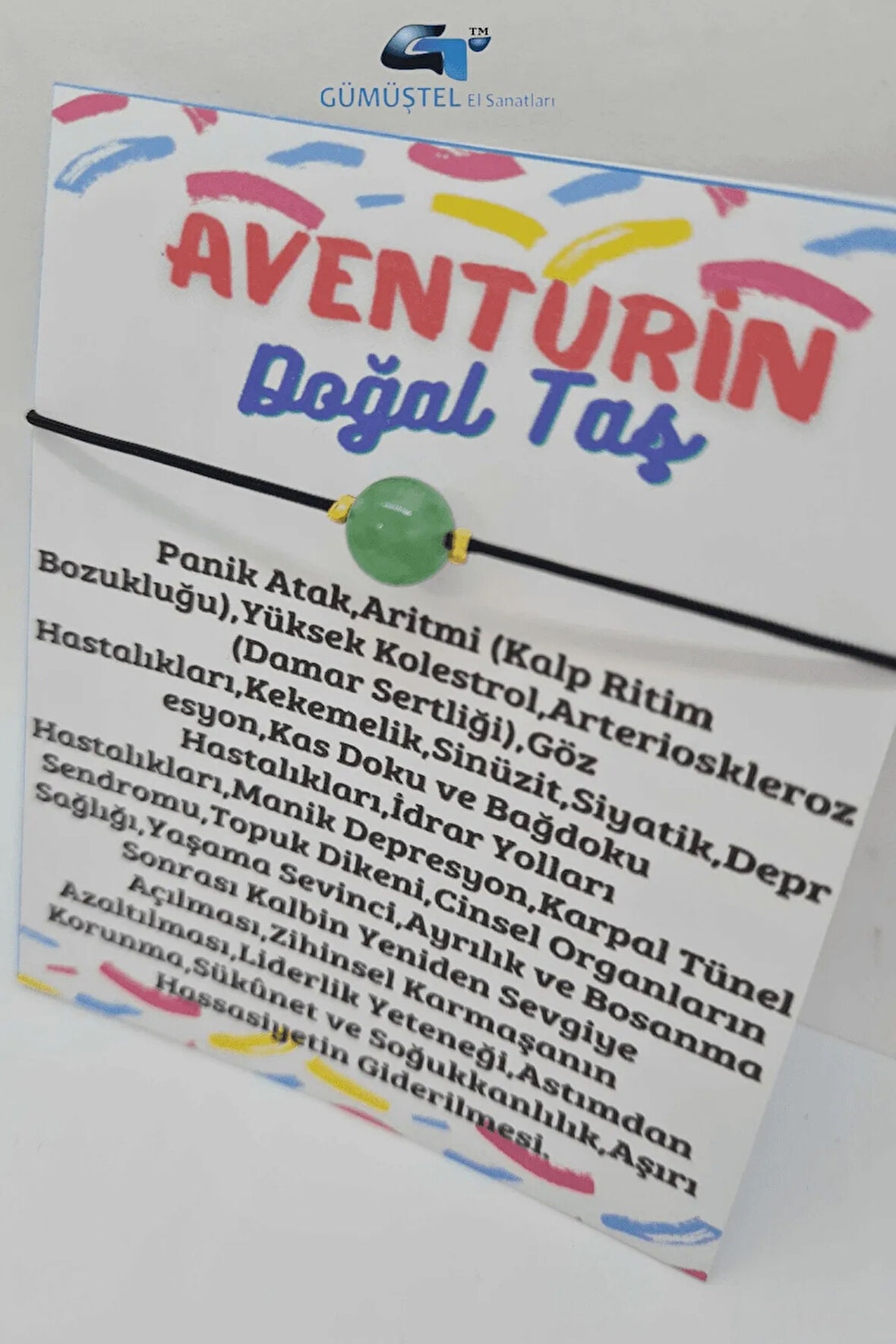 Sertifikalı Aventurin Doğal Taş Bileklik Ayarlamalı Ip Kilit Sistemi