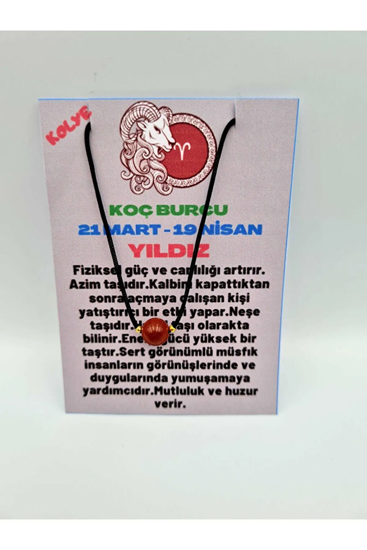 Sertifikalı Koç Burcu Yıldız Taşı Doğal Taş Kolye
