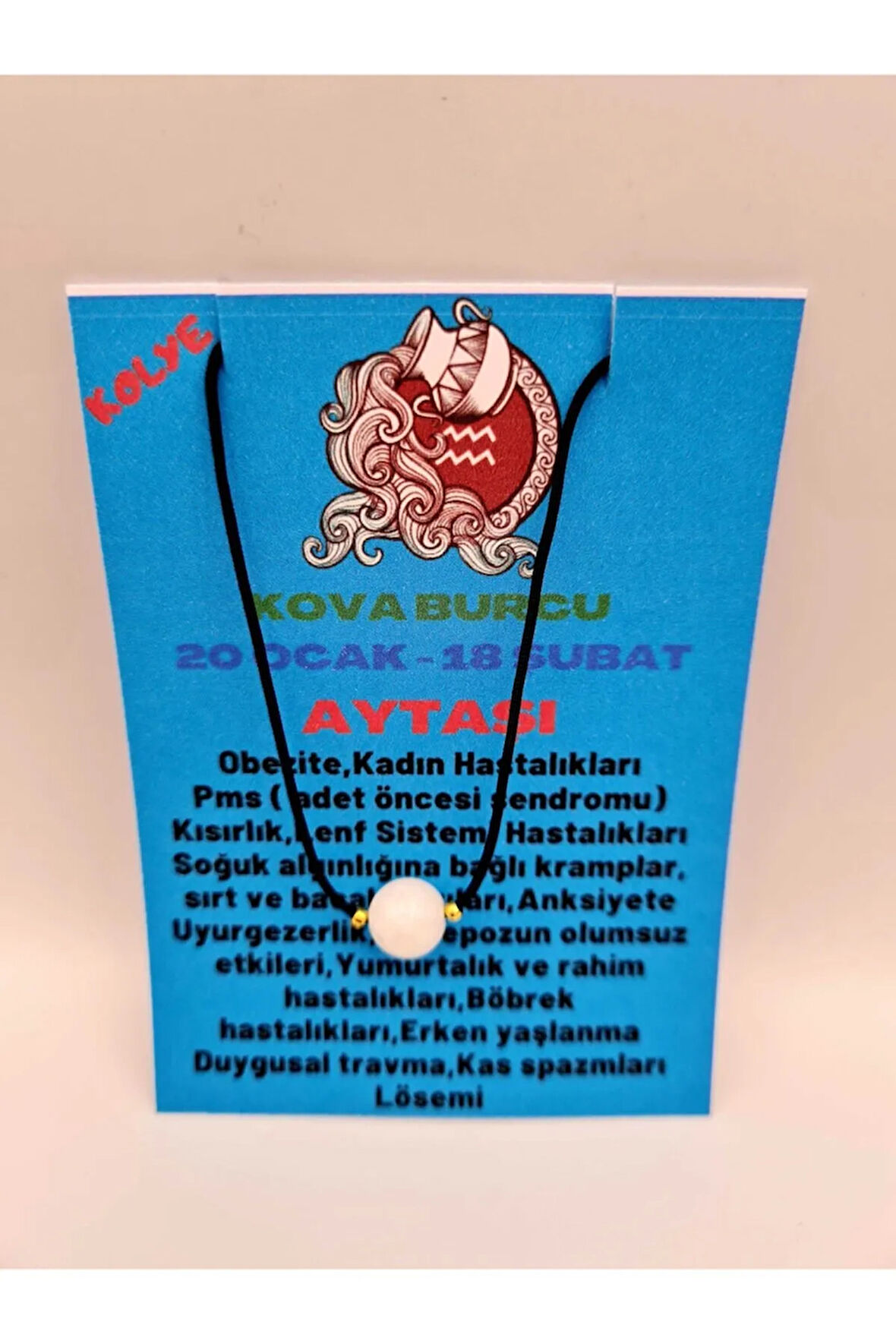 Sertifikalı Kova Burcu Aytaşı Doğal Taş Kolye