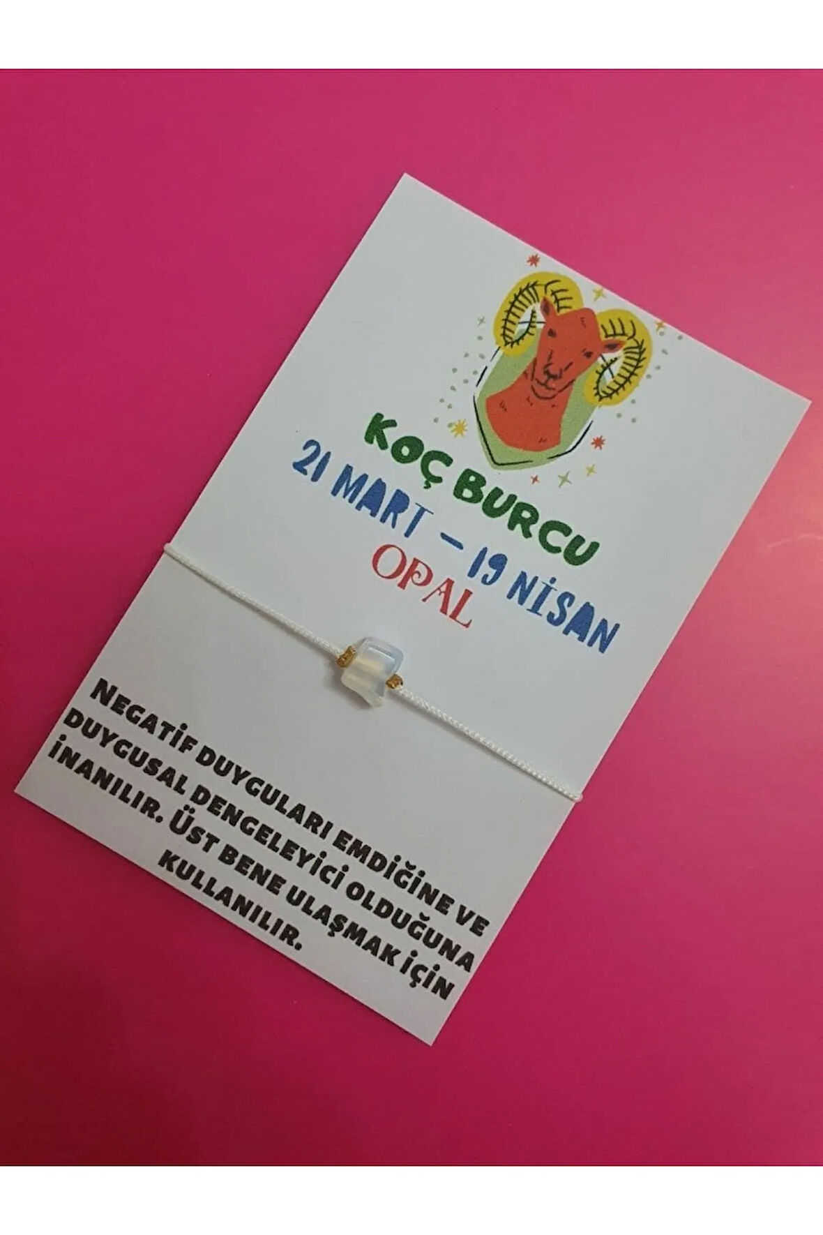 Sertifikalı Koç Burcu Opal Doğal Taşlı Ip Burç Bilekliği