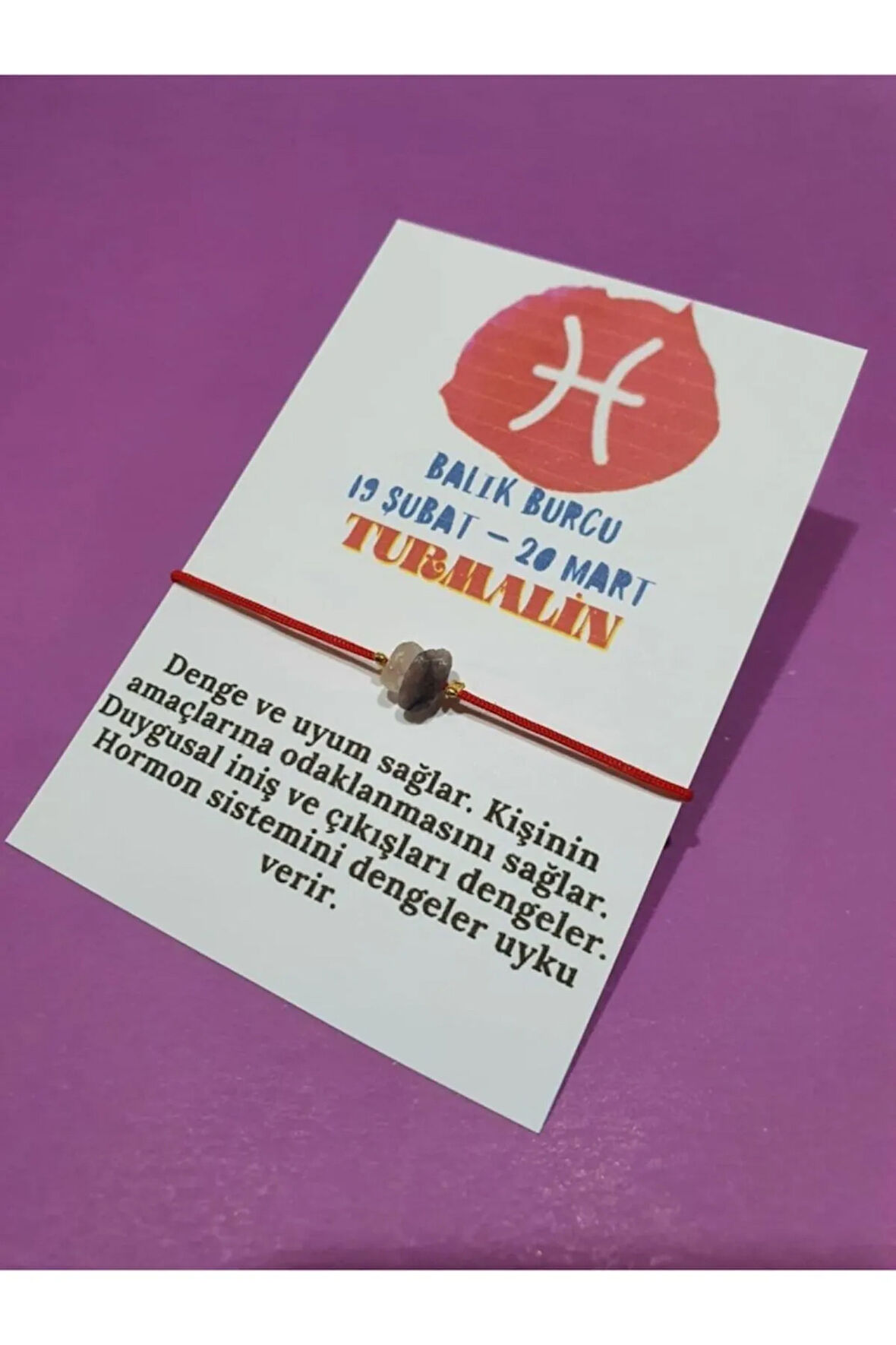 Sertifikalı Balık Burcu Turmalin Doğal Taşlı Ip Burç Bilekliği