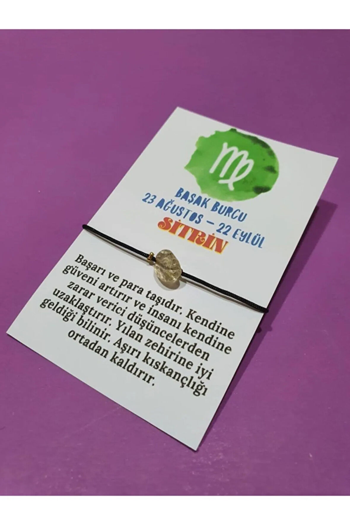 Sertifikalı Başak Burcu Sitrin Doğal Taşlı Burç Bilekliği