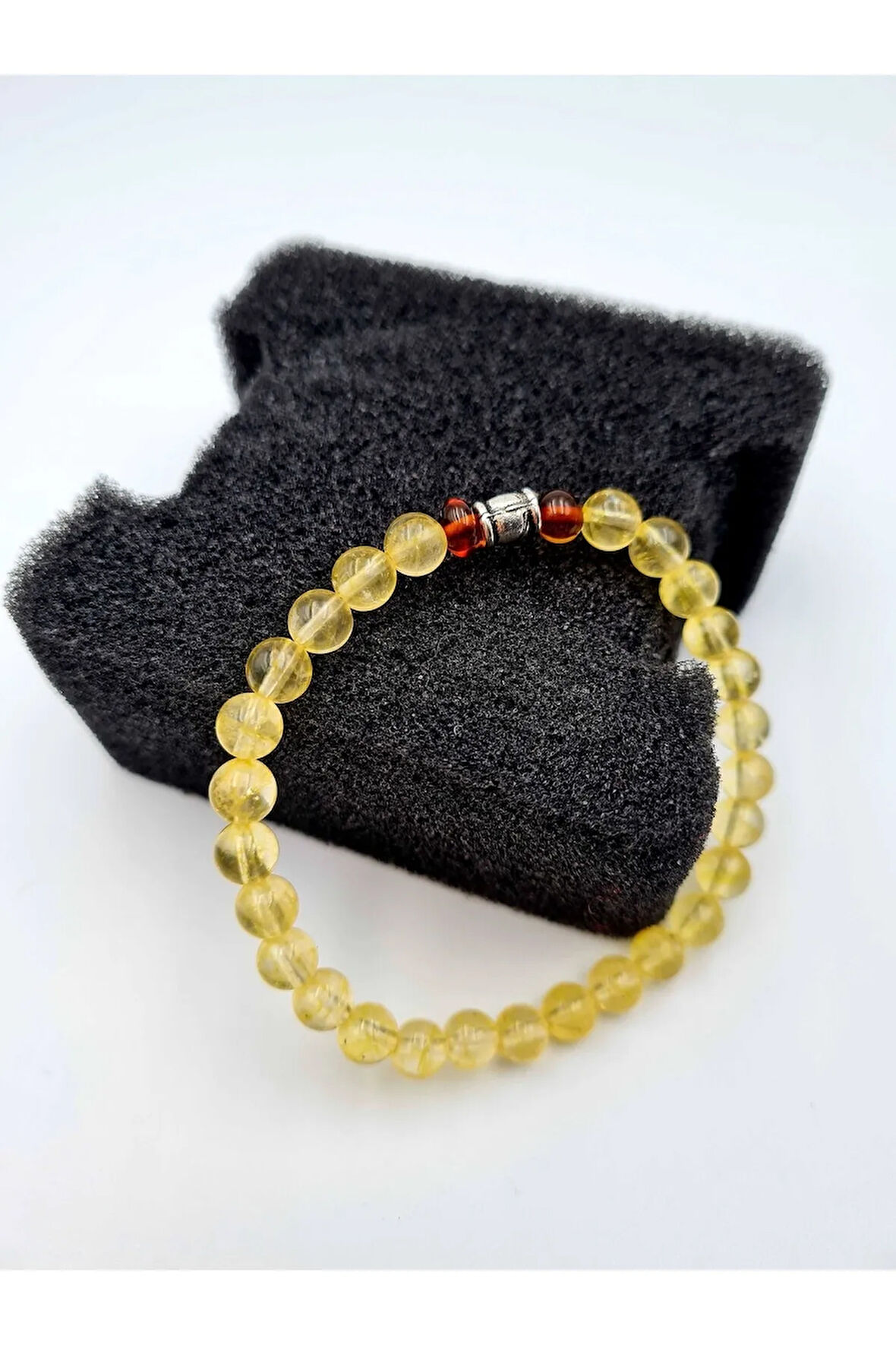 Sertifikalı Doğal Sitrin Taşı & Kehribar Bileklik Aaa Kalite 6 Mm Bileklik