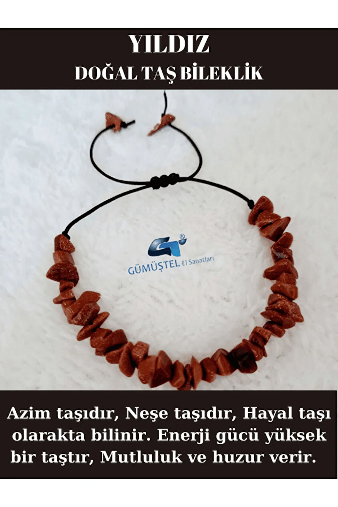 Sertifikalı Doğal Kırık Taş Yıldız Taşı Bileklik Asansörlü Kilit Sistemi