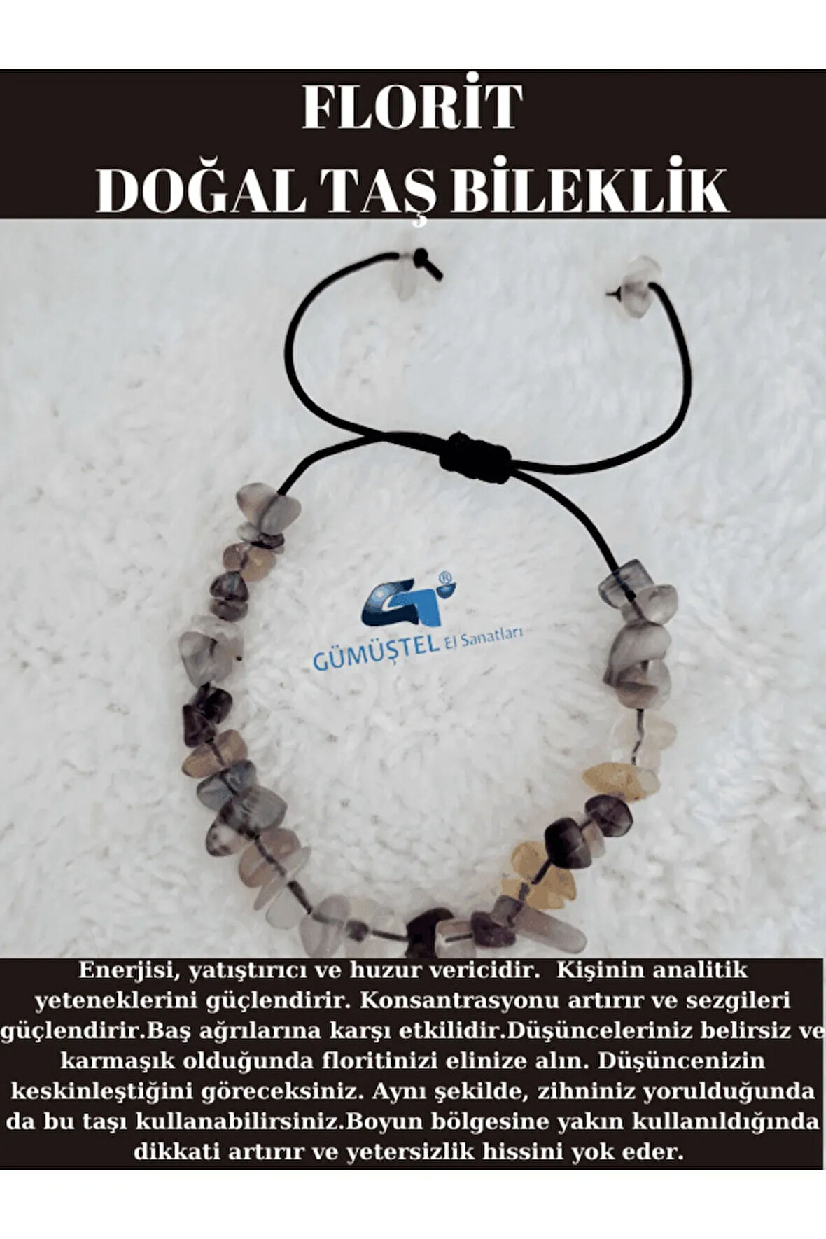 Sertifikalı Doğal Kırık Taş Florit Taşı Bileklik Asansörlü Kilit Sistemi