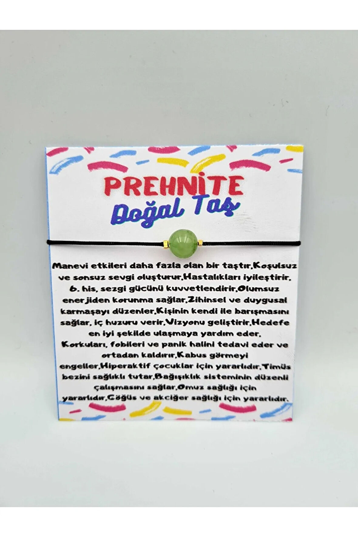 Sertifikalı Prehnite Taşı Kolye Ayarlanabilir Orijinal Doğal Taş Çok Fonksiyonlu Kolye 8mm