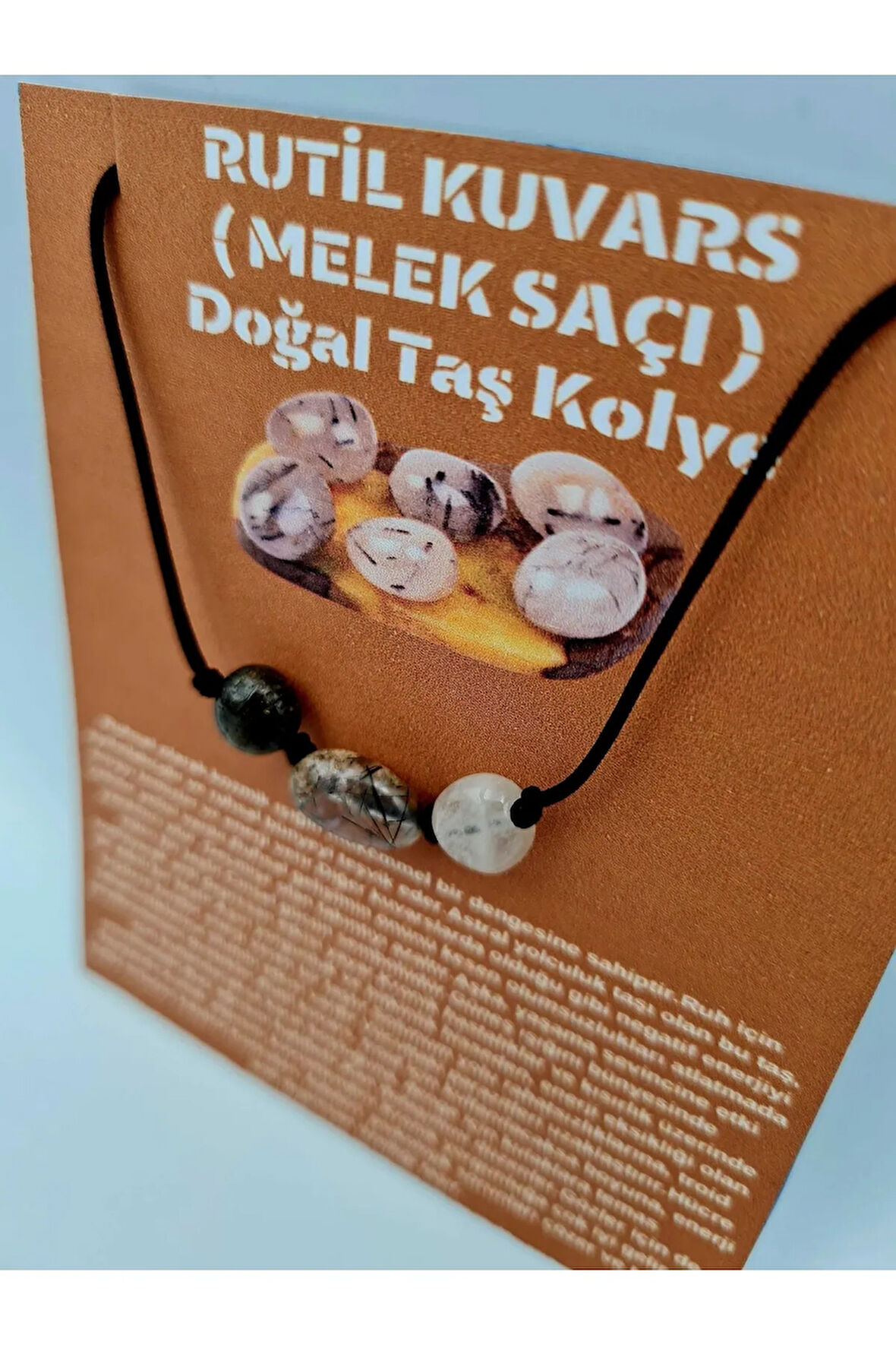 Sertifikalı Doğal Taş Rutil Kuvars (MELEK SAÇI) Taşı Kolye Orijinal Doğal Taş Sürpriz Hediyeli
