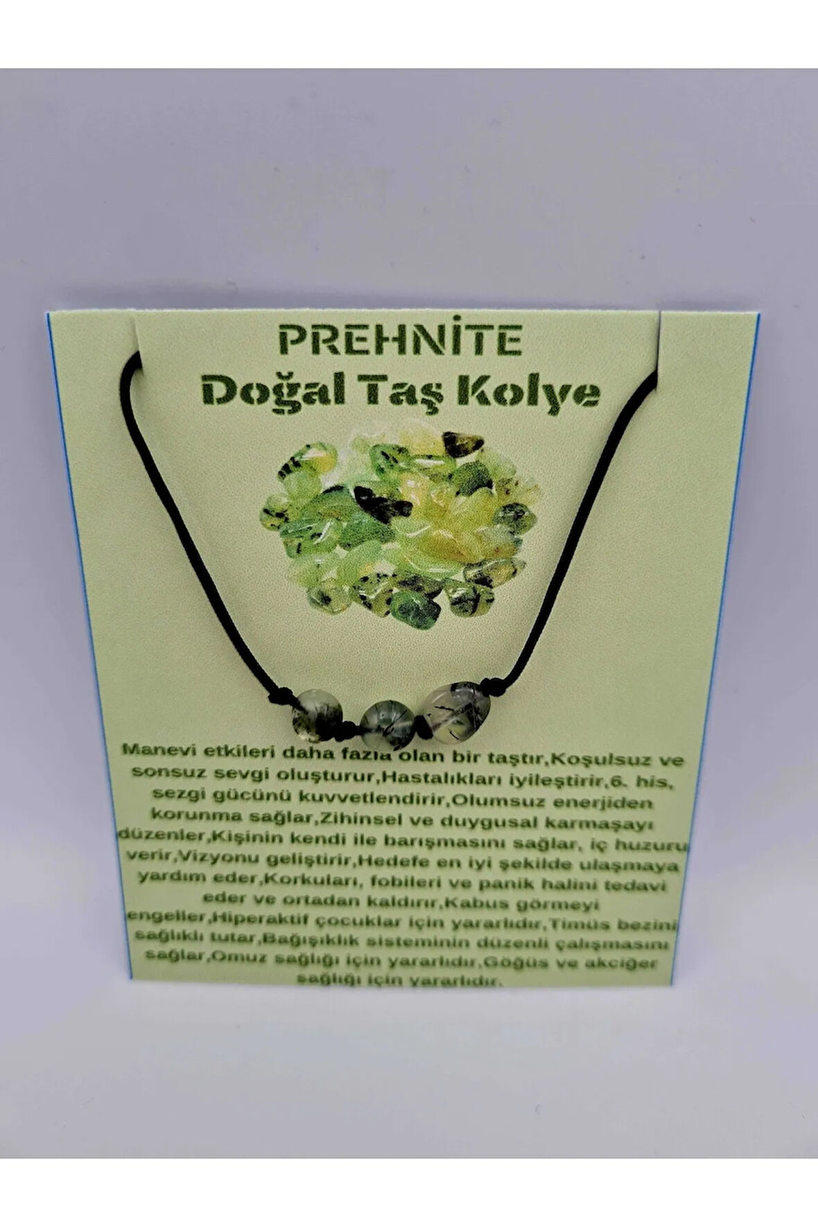 Sertifikalı Doğal Taş Prehnite Taşı Kolye Orijinal Doğal Taş Sürpriz Hediyeli
