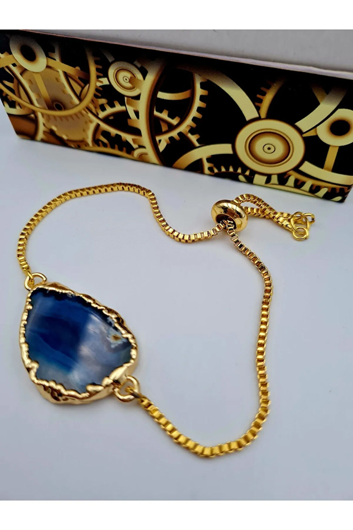 Sertifikalı Akik Orijinal Doğal Taş Bileklik Asansörlü Kilit Sistemi Aaa Kalite