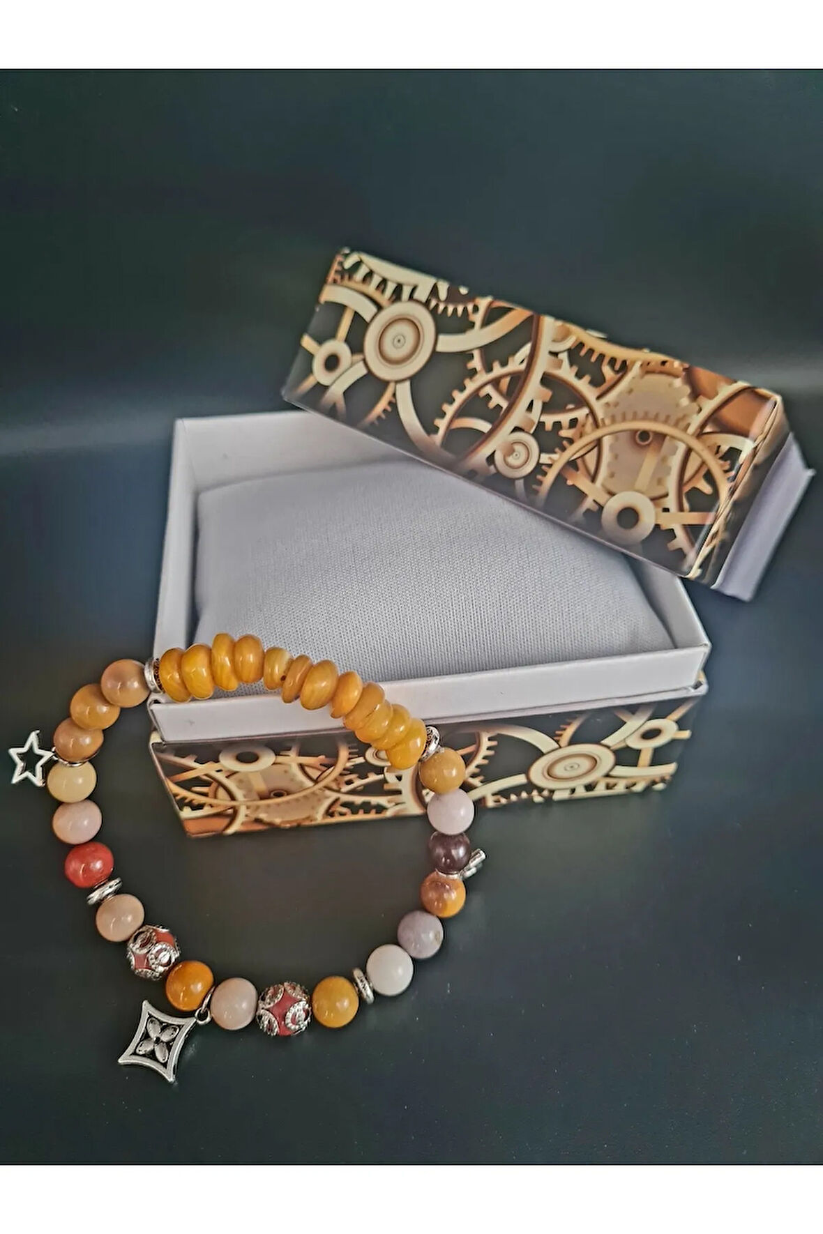 Sertifikalı Doğal Taş Bileklik Özel Tasarım Jasper Sedef Doğal Taş Aaa Kalite Sürpriz