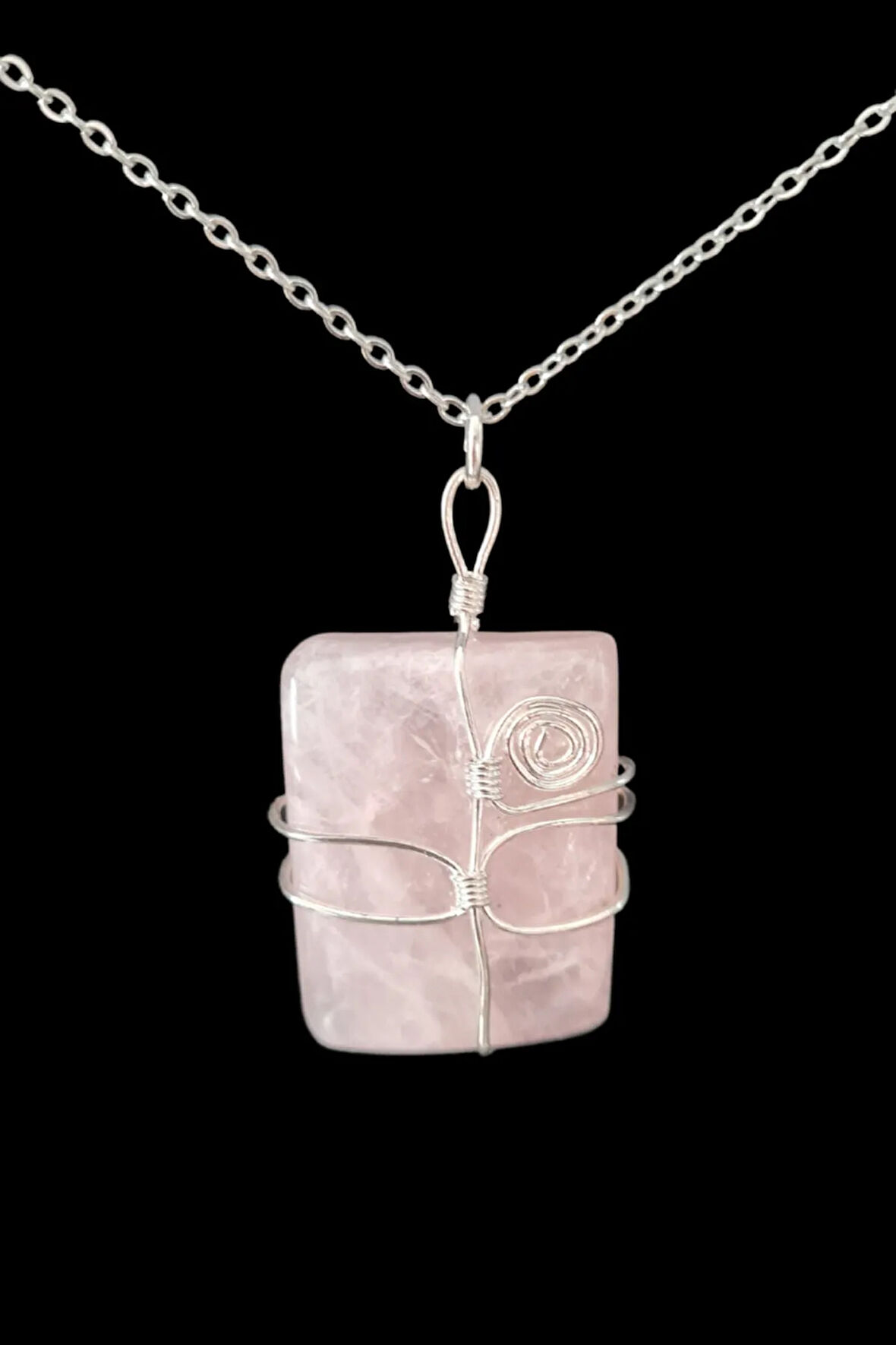 Sertifikalı Pembe Kuvars Doğal Taş Kolye Aaa Kalite