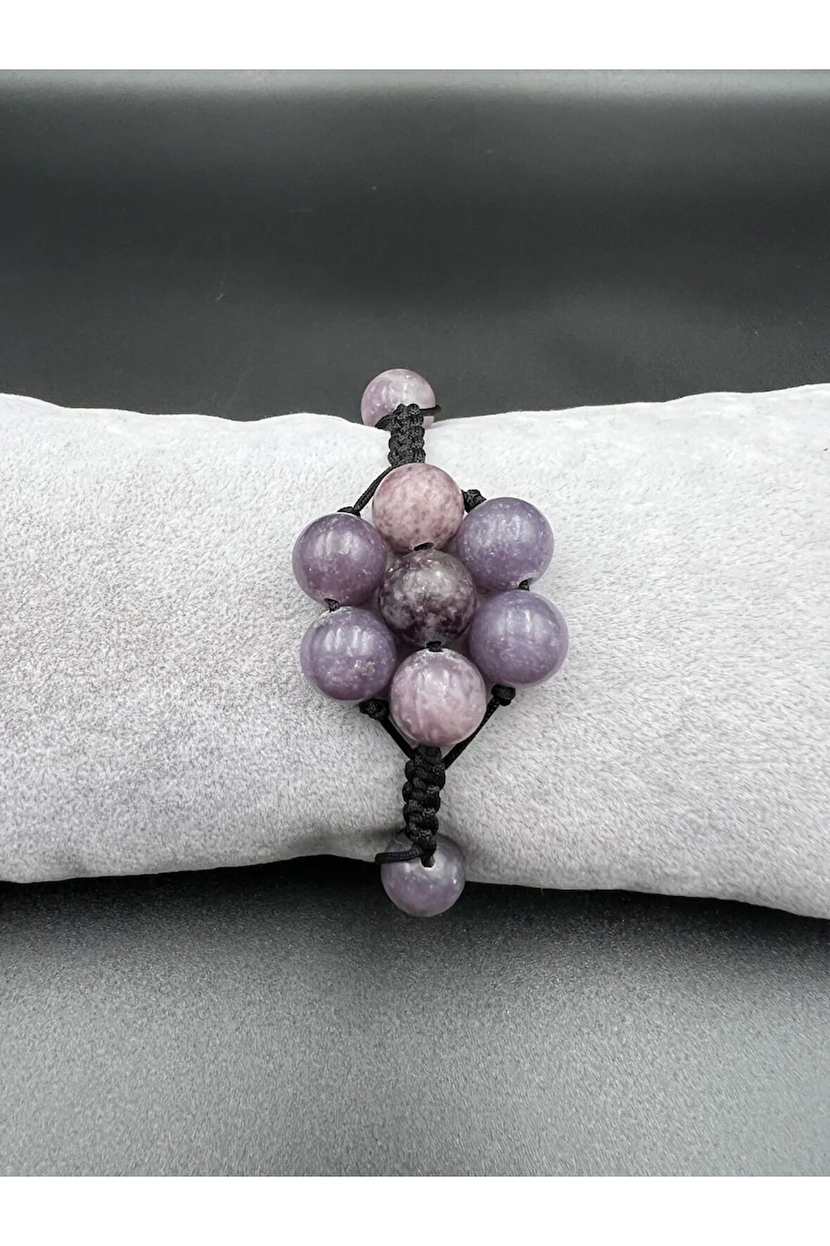 Sertifikalı Lepidolit Doğal Taş Bileklik Asansörlü Kilit Sistemi Aaa Kalite El Yapımı Bileklik