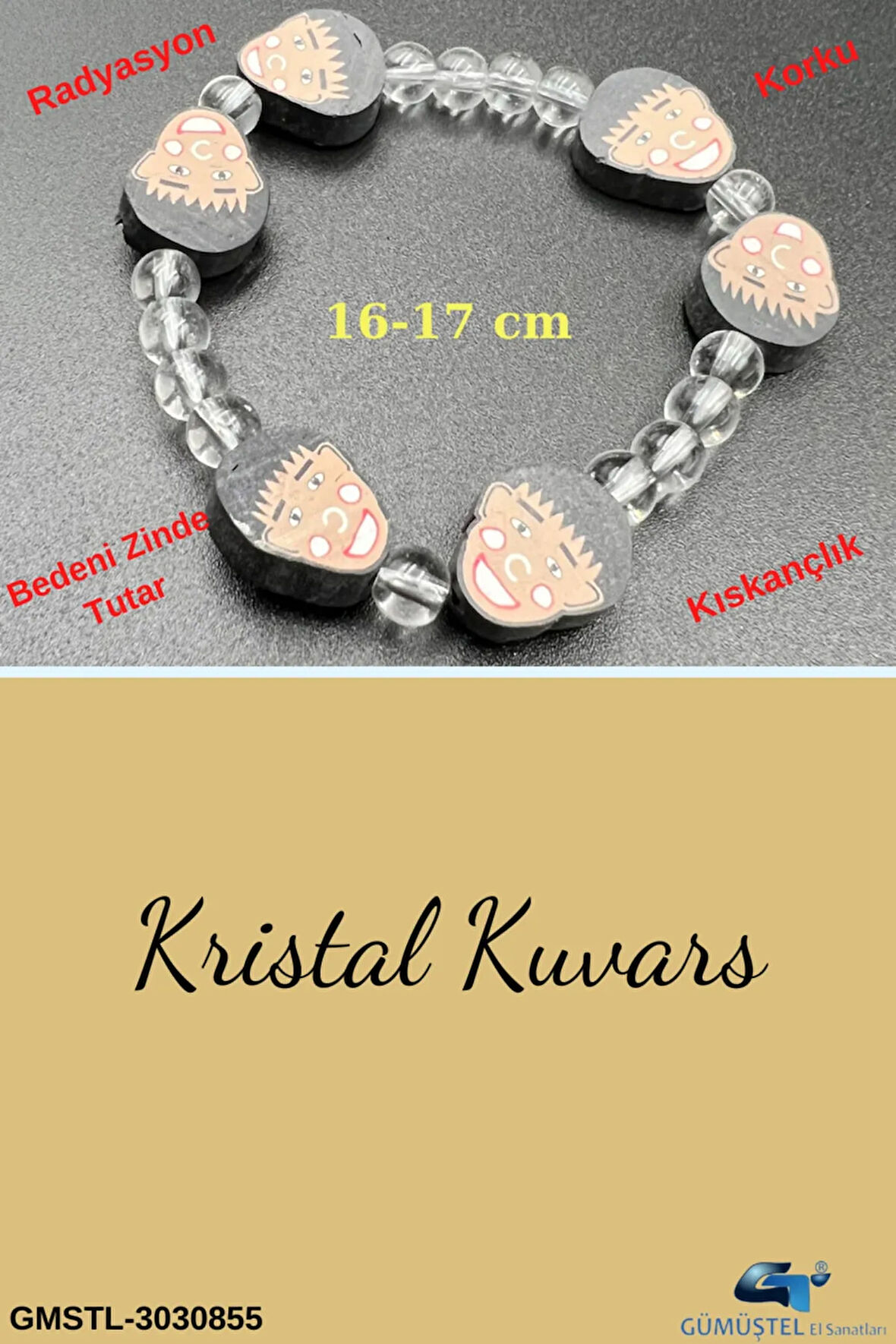 Sertifikalı Kristal Kuvars Doğal Taş Çocuk Bilekliği