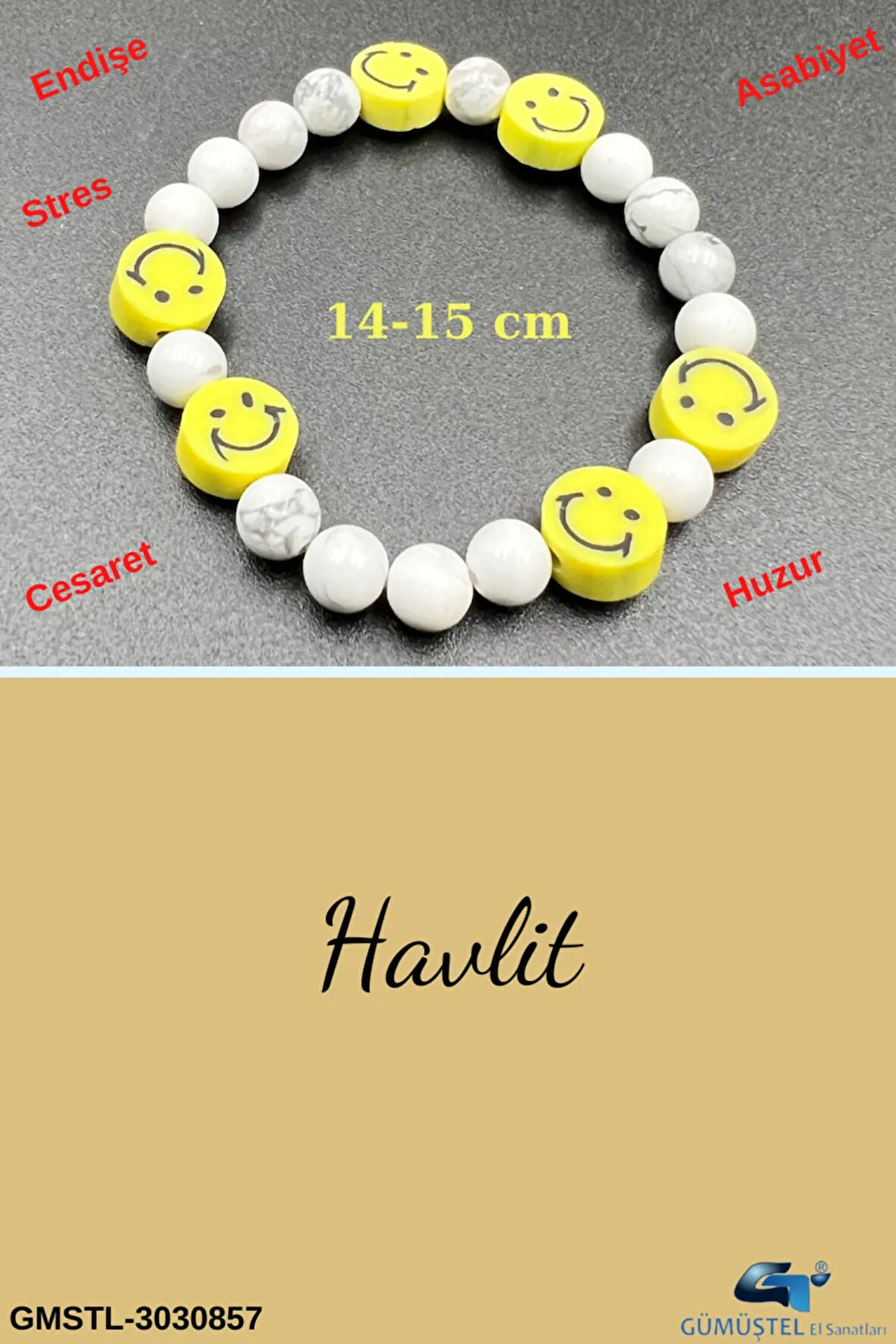 Sertifikalı Havlit Doğal Taş Çocuk Bilekliği