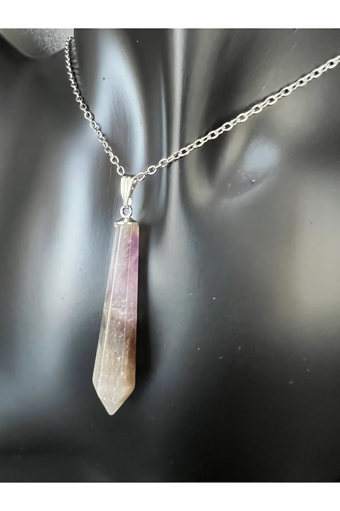 Sertifikalı Ametist Doğal Taş Pandül Kolye Zincir Hediyeli