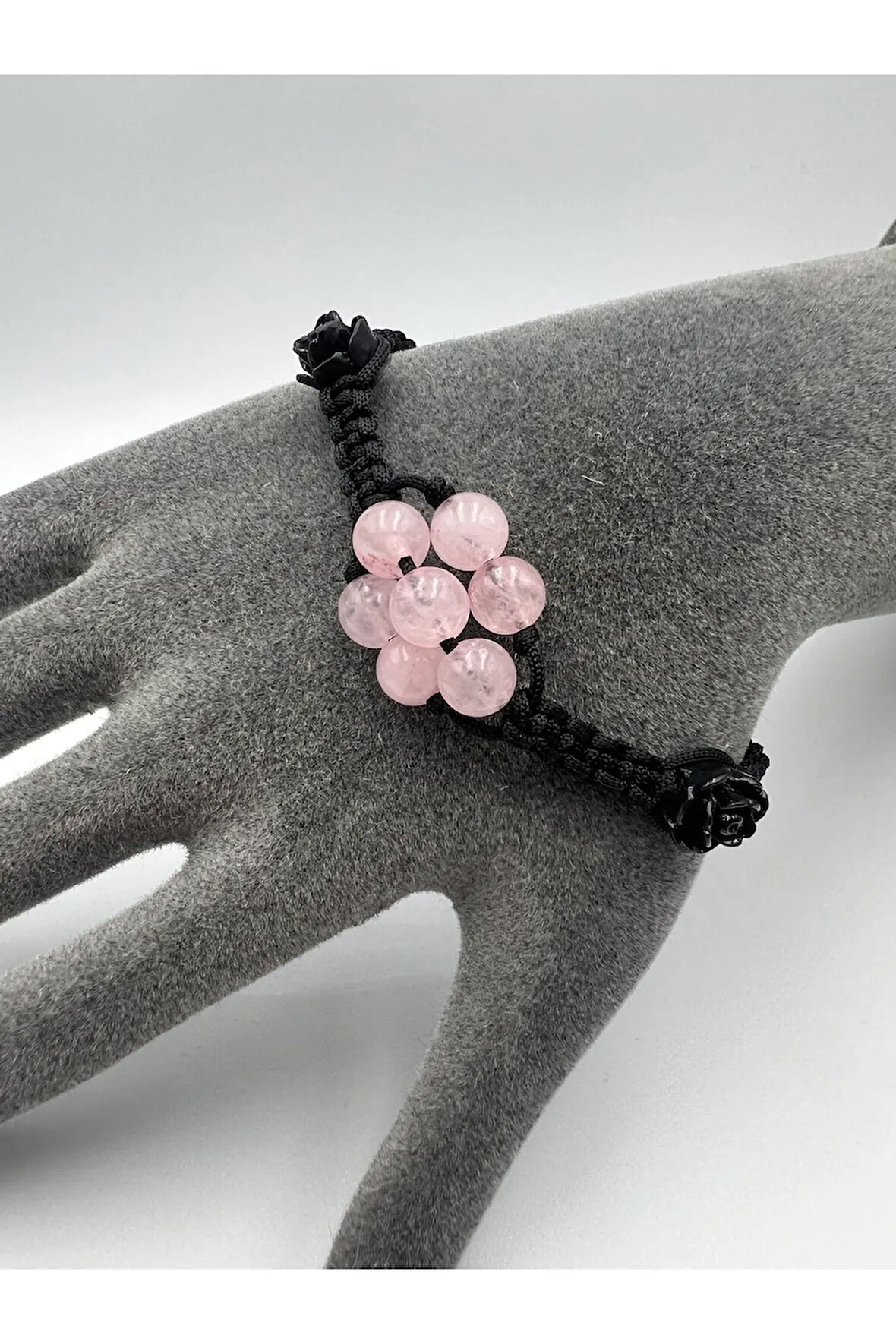 Pembe Kuvars Doğal Taş Bileklik Asansörlü Kilit Sistemi Aaa Kalite El Yapımı Bileklik 6mm