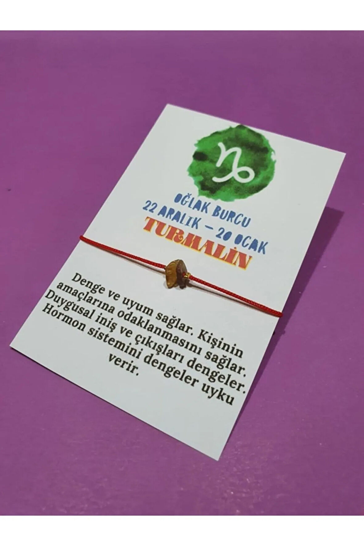 Sertifikalı Oğlak Burcu Turmalin Doğal Taşlı Ip Burç Bilekliği