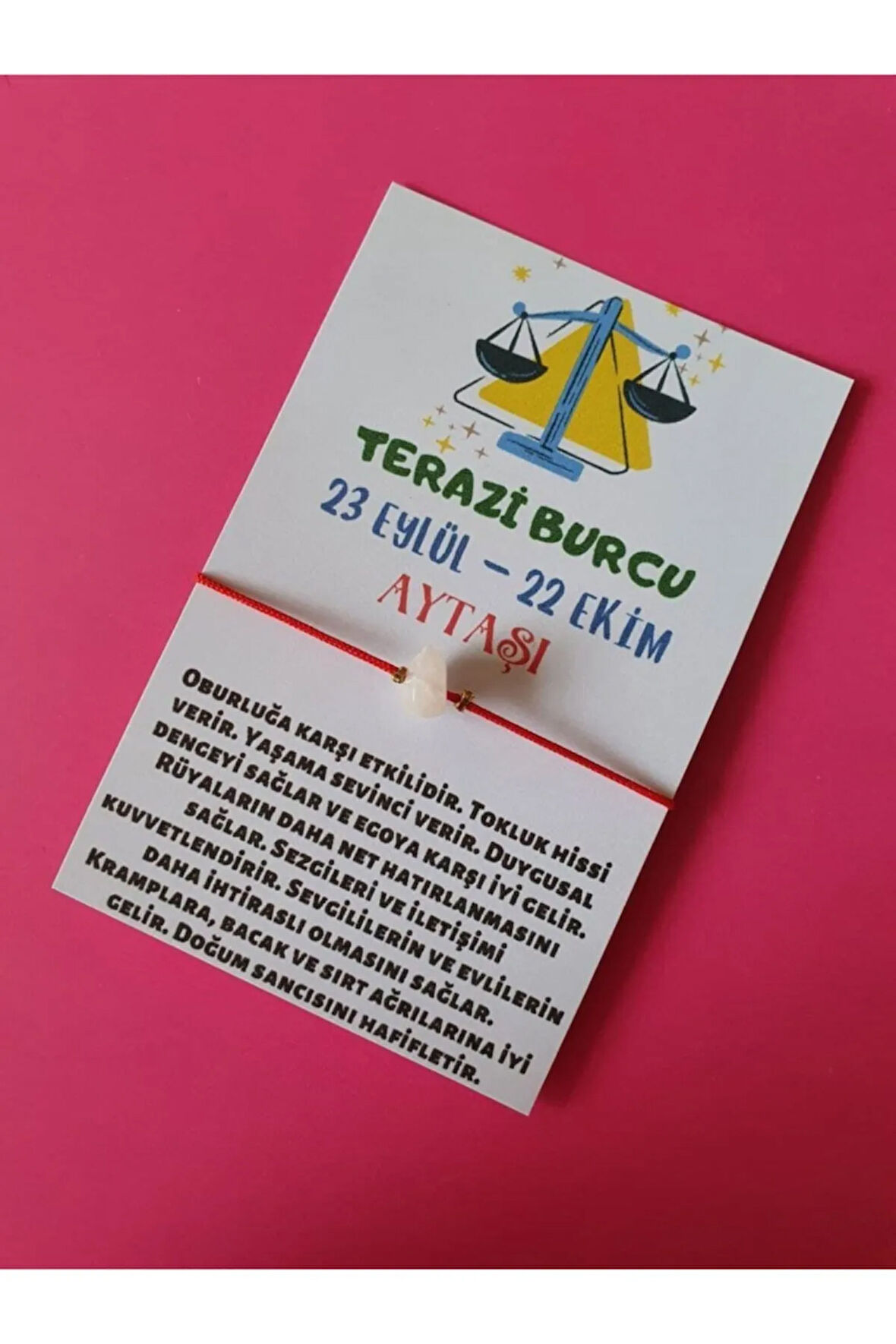 Sertifikalı Terazi Burcu Aytaşı Doğal Taşlı Ip Burç Bilekliği