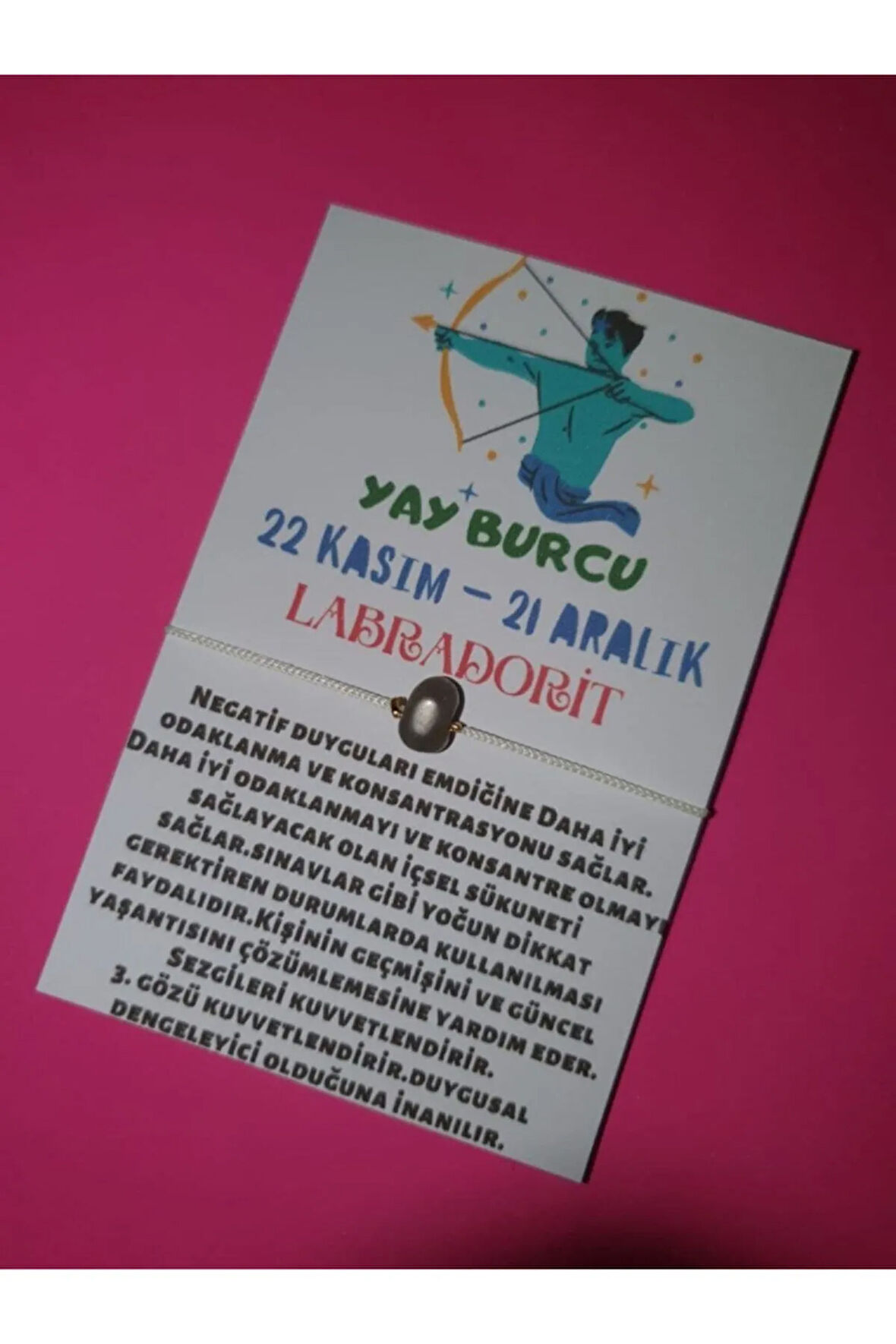 Sertifikalı Yay Burcu Labradorit Doğal Taşlı Ip Burç Bilekliği