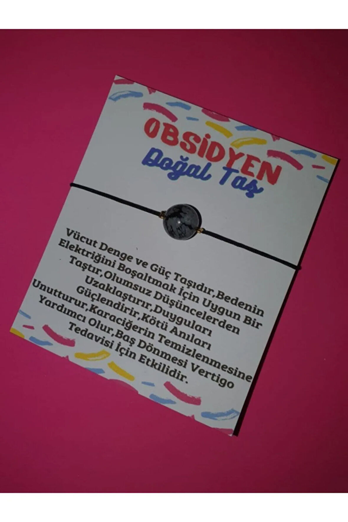 Sertifikalı Karlı Obsidyen Taşı Bileklik
