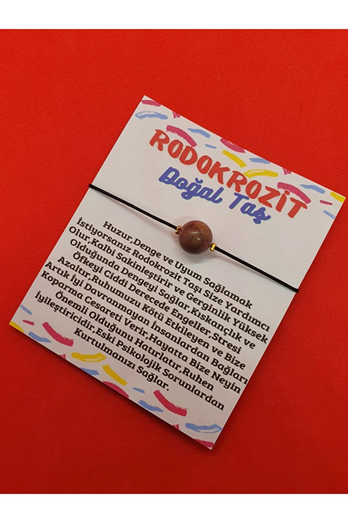 Sertifikalı Rodokrozit Doğal Taş Bileklik Asansörlü Ip Ayarlamalı Orijinal Doğal Taş