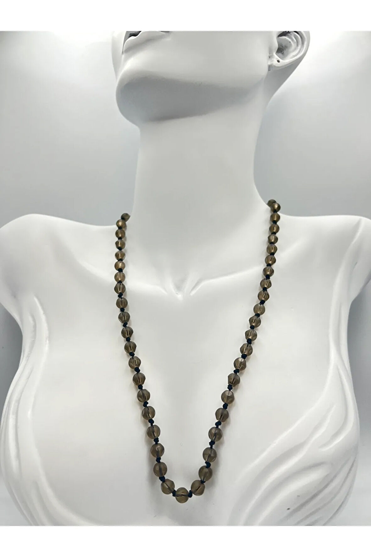 Sertifikalı Doğal Taş Dumanlı Kuvars Taşı Kolye Aaa Kalite 6mm