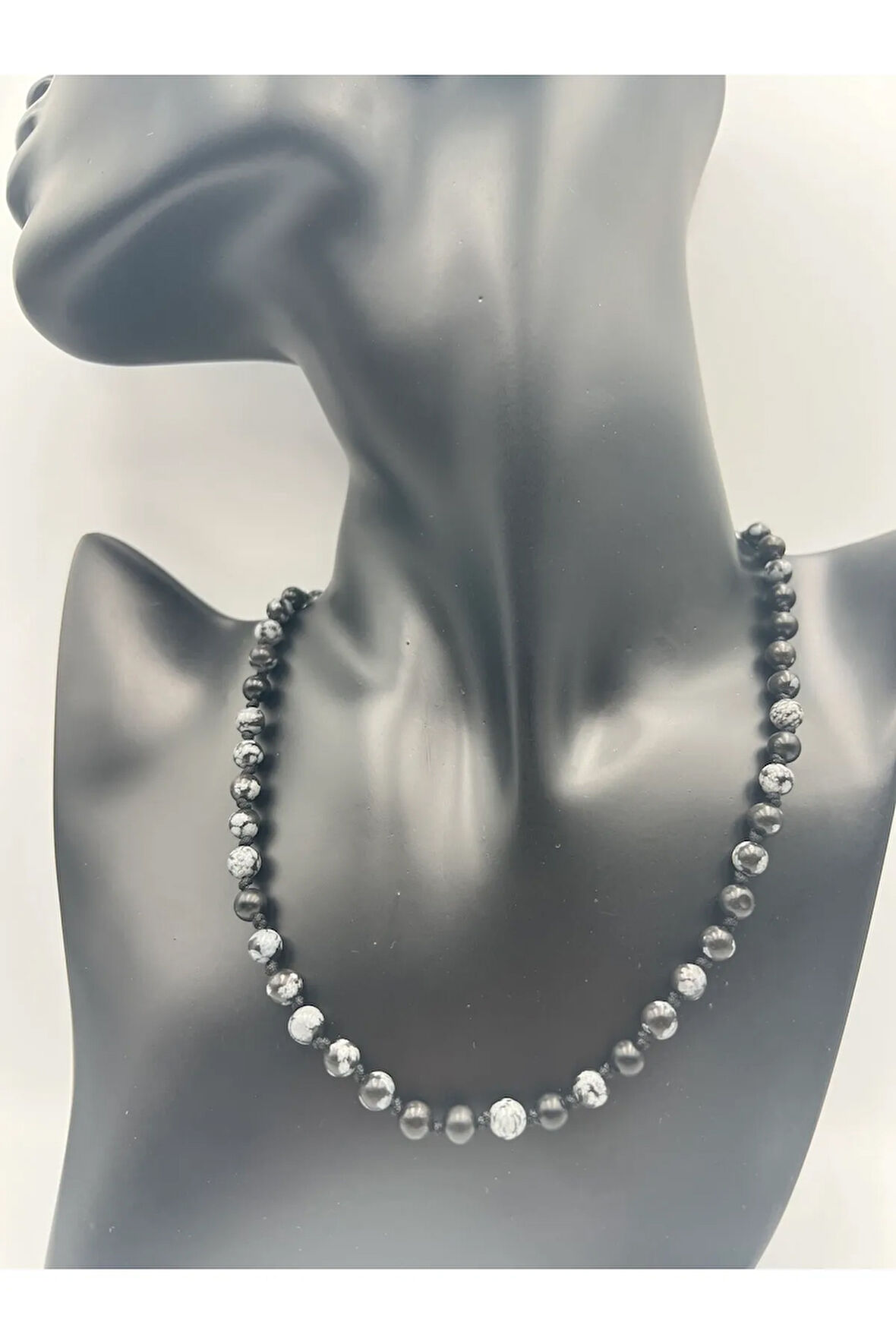 Sertifikalı Doğal Taş Obsidyen Taşı Kolye Aaa Kalite 6mm