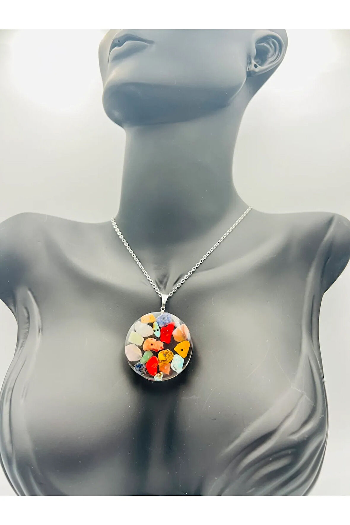 Sertifikalı Doğal Taş Epoksi Kolye