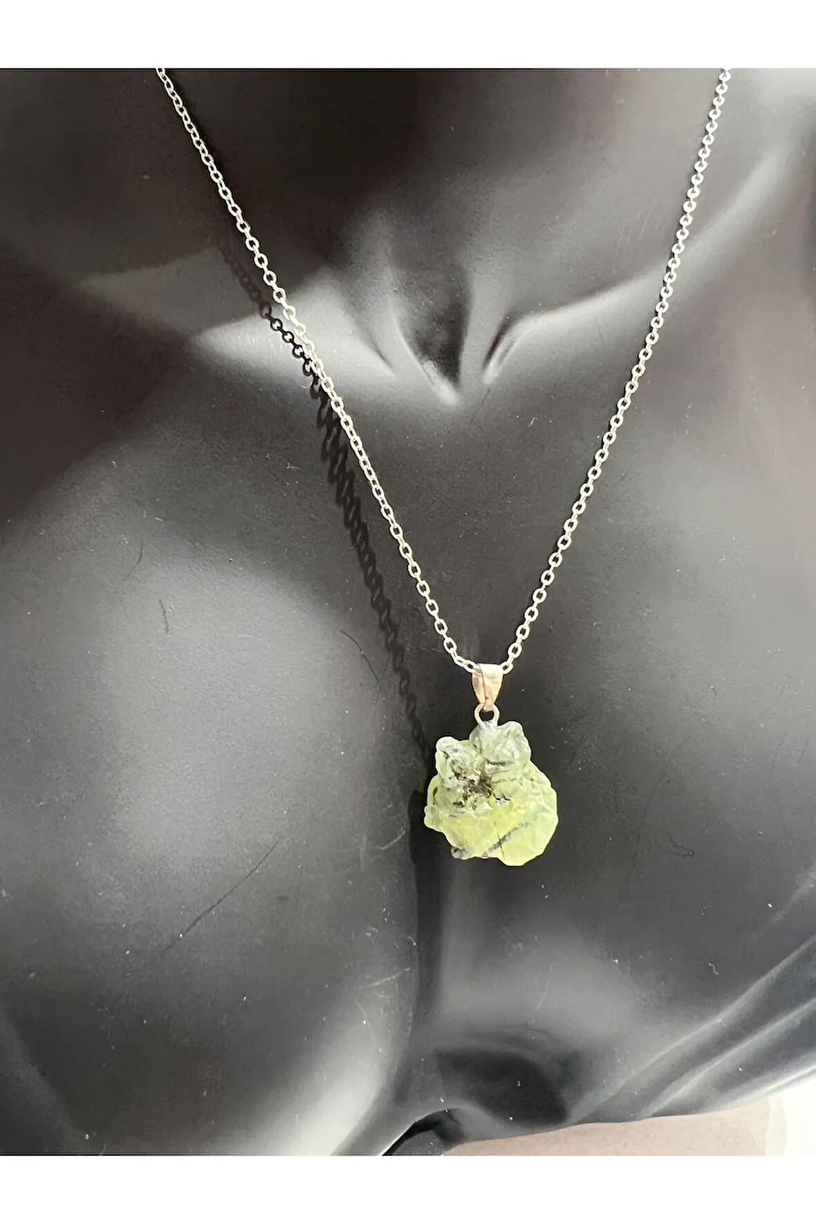 Sertifikalı Orijinal Işlenmemiş Doğal Taş Prehnite Kolye