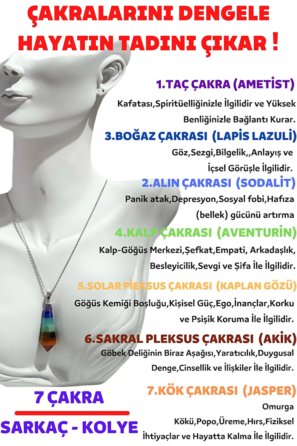 Sertifikalı Pandül Kesim 7 Çakra Doğal Taş Kadın Kolye Sarkaç Özel Kesim Kolye Zinciri Hediyeli