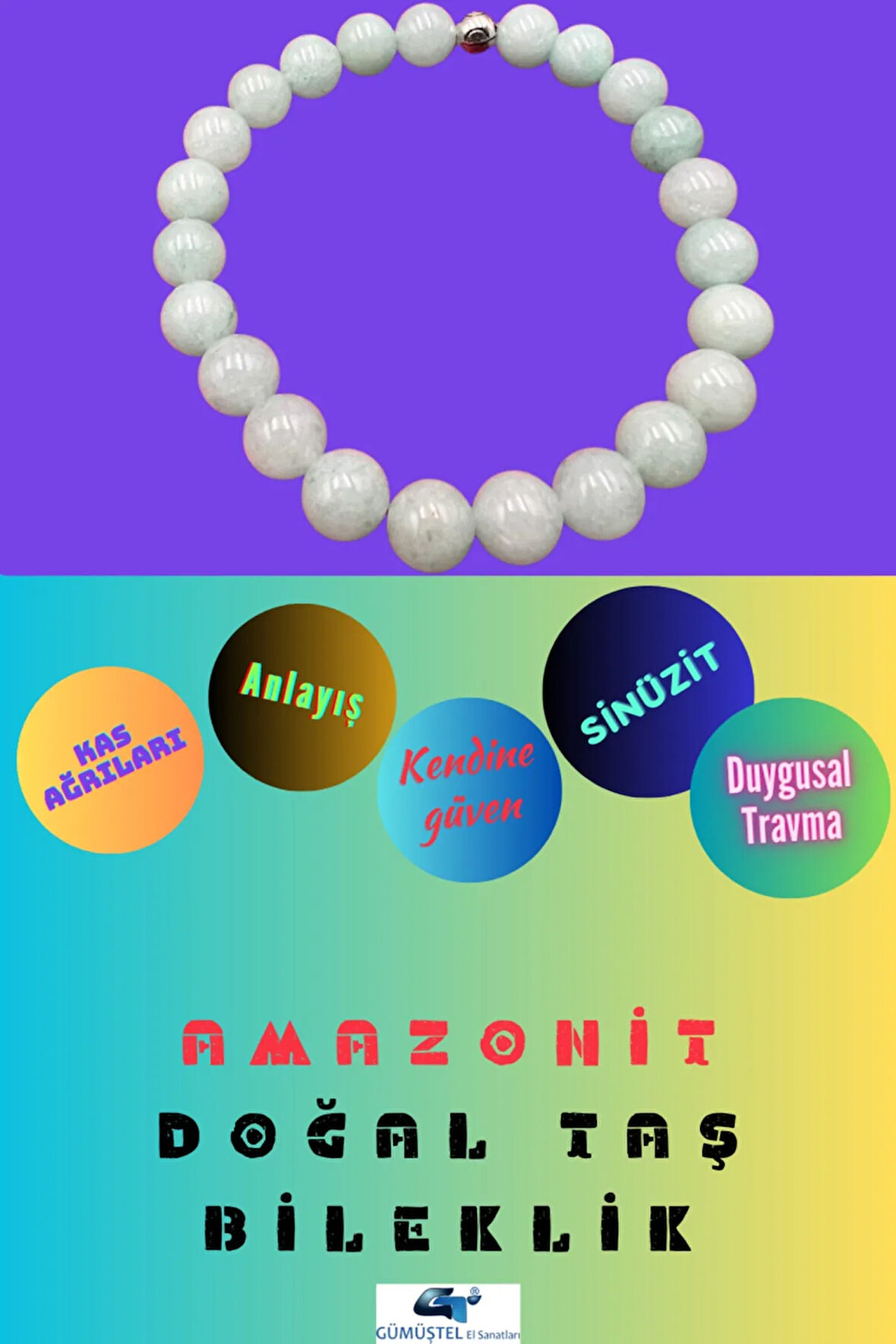 Sertifikalı Amazonit Doğal Taş Bileklik 8 Mm Sürpriz