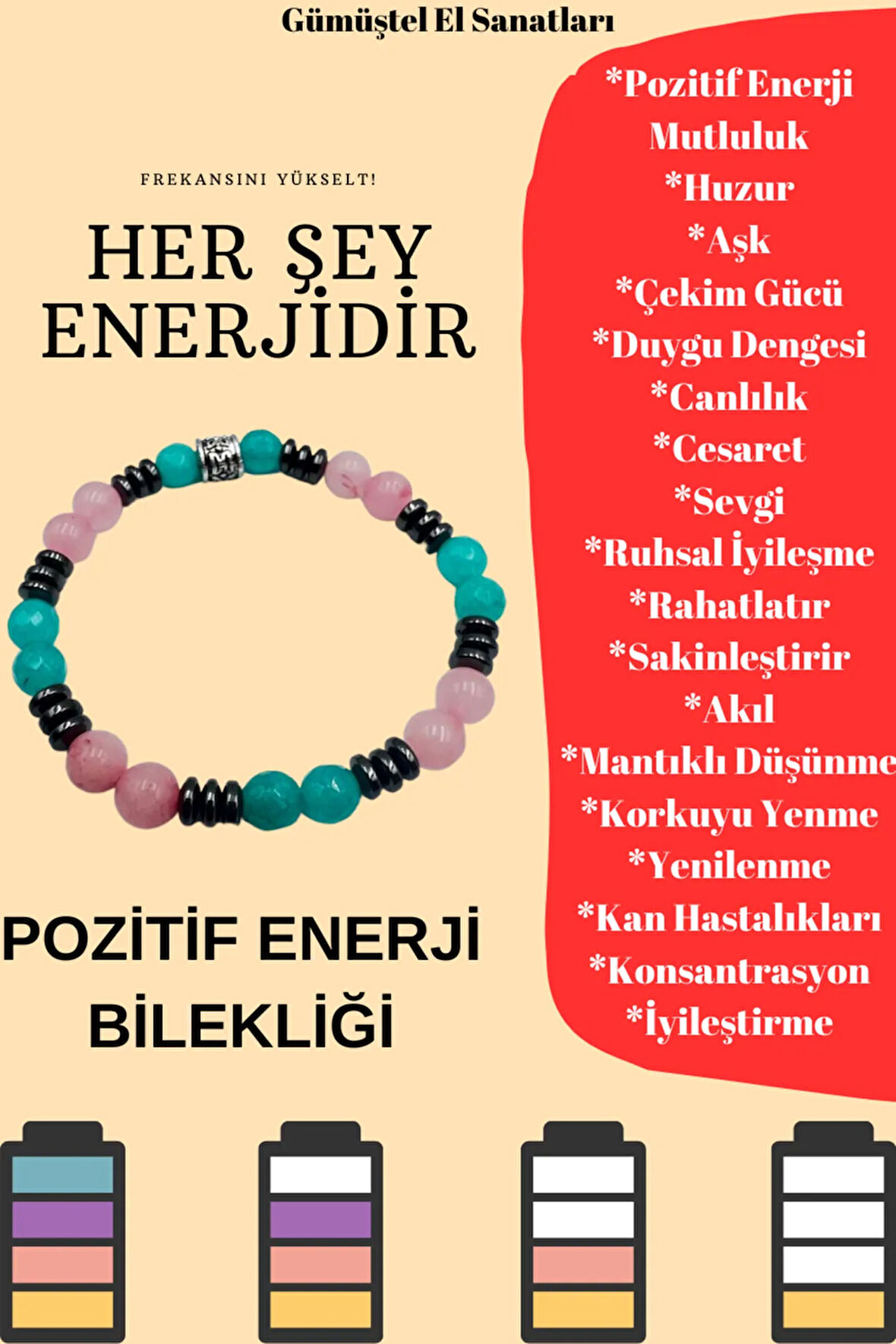 Sertifikalı Doğal Taş Pozitif Enerji Bilekliği Özel Kodlama Orijinal Doğal Taş Sürpriz Hediyeli
