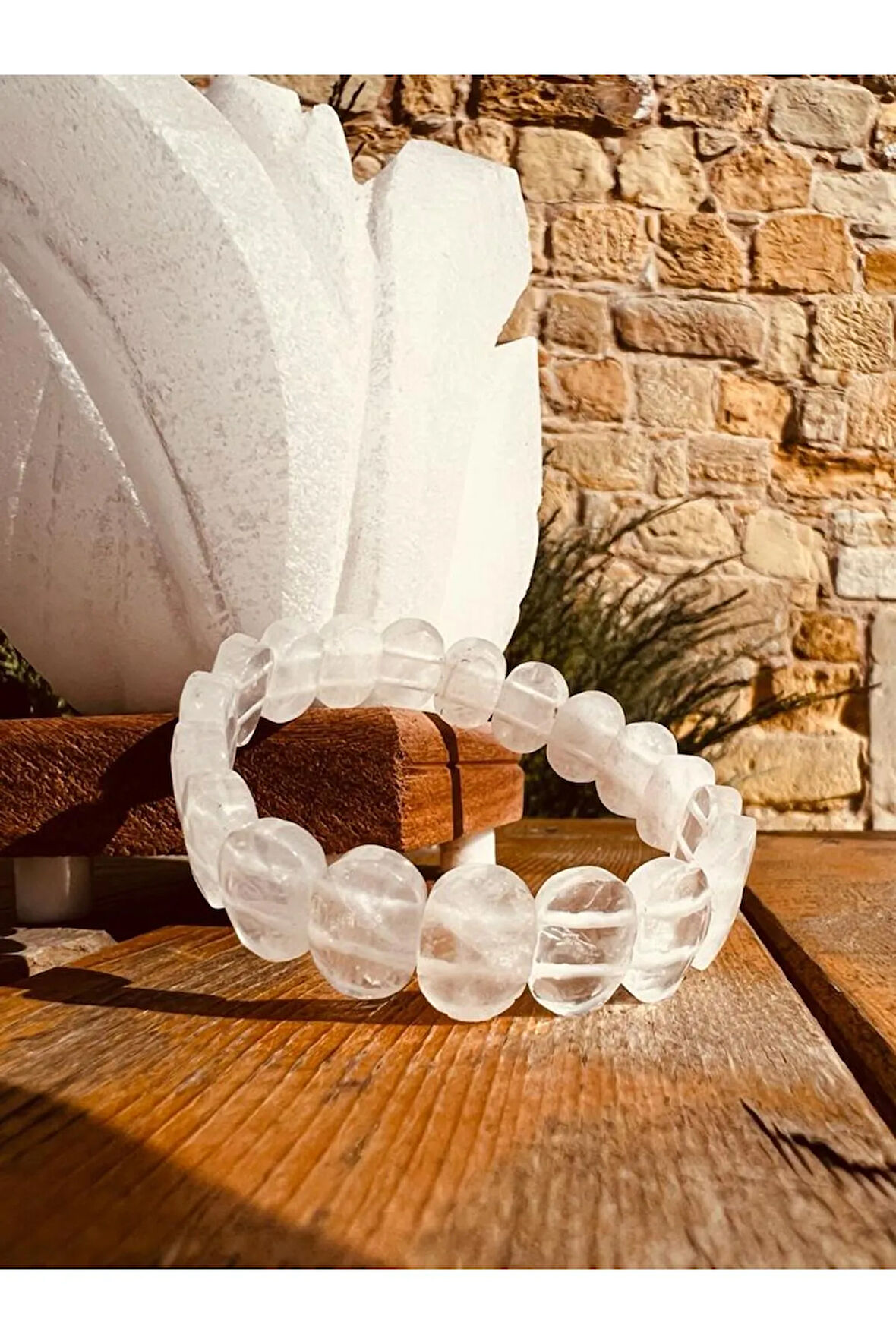 Sertifikalı Doğal Kristal Kuvars Taşı Özel Kesim . Bileklik Aaa Kalite