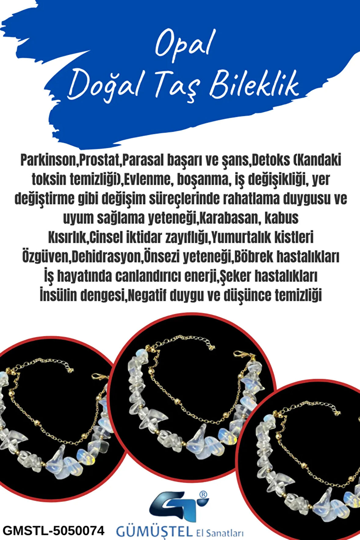 Sertifikalı Opal Doğal Taş Bileklik Özel Tasarım