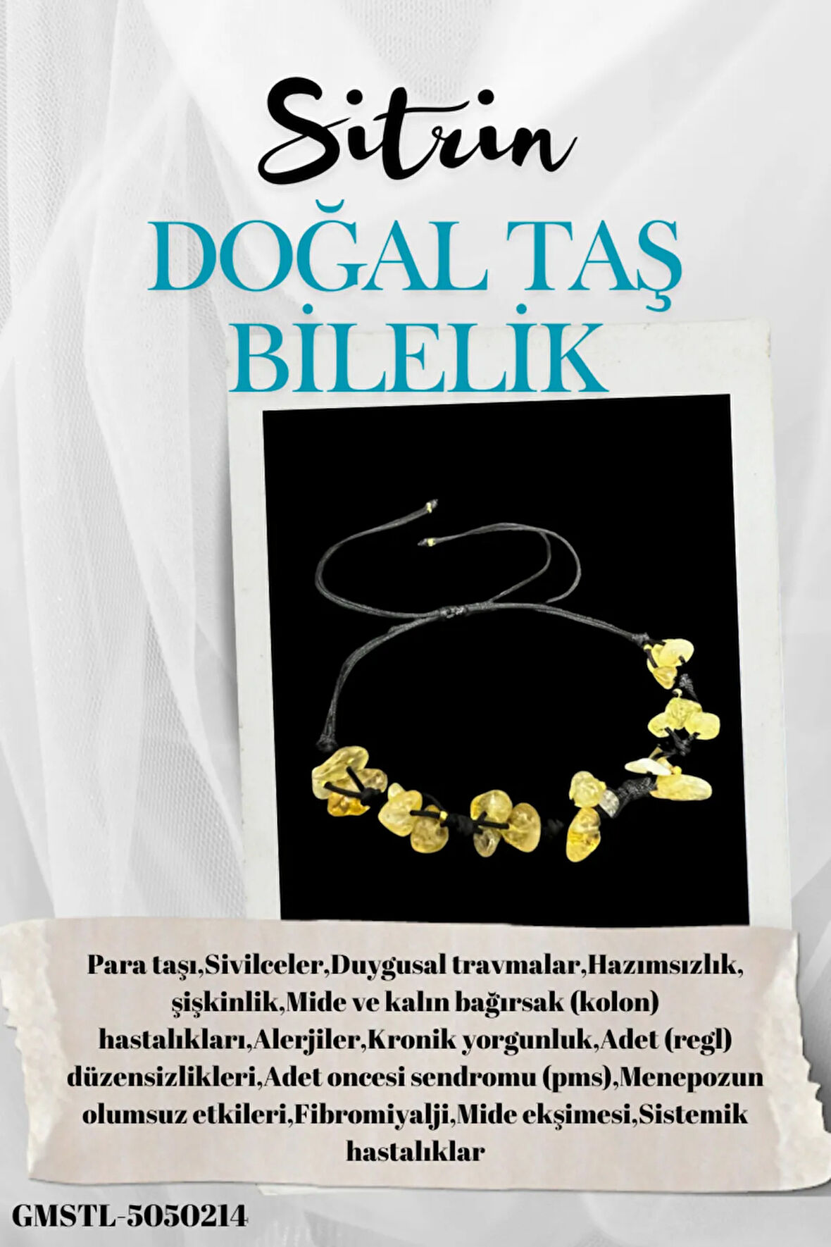 Sertifikalı Doğal Taş Sitrin Bileklik Özel Tasarım El Yapımı Asansör Kilit Sistemi