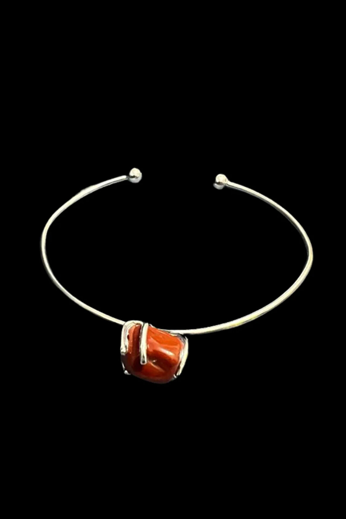 Sertifikalı Akik Doğal Taş Kelepçe Bileklik Ayarlanabilir Tasarım