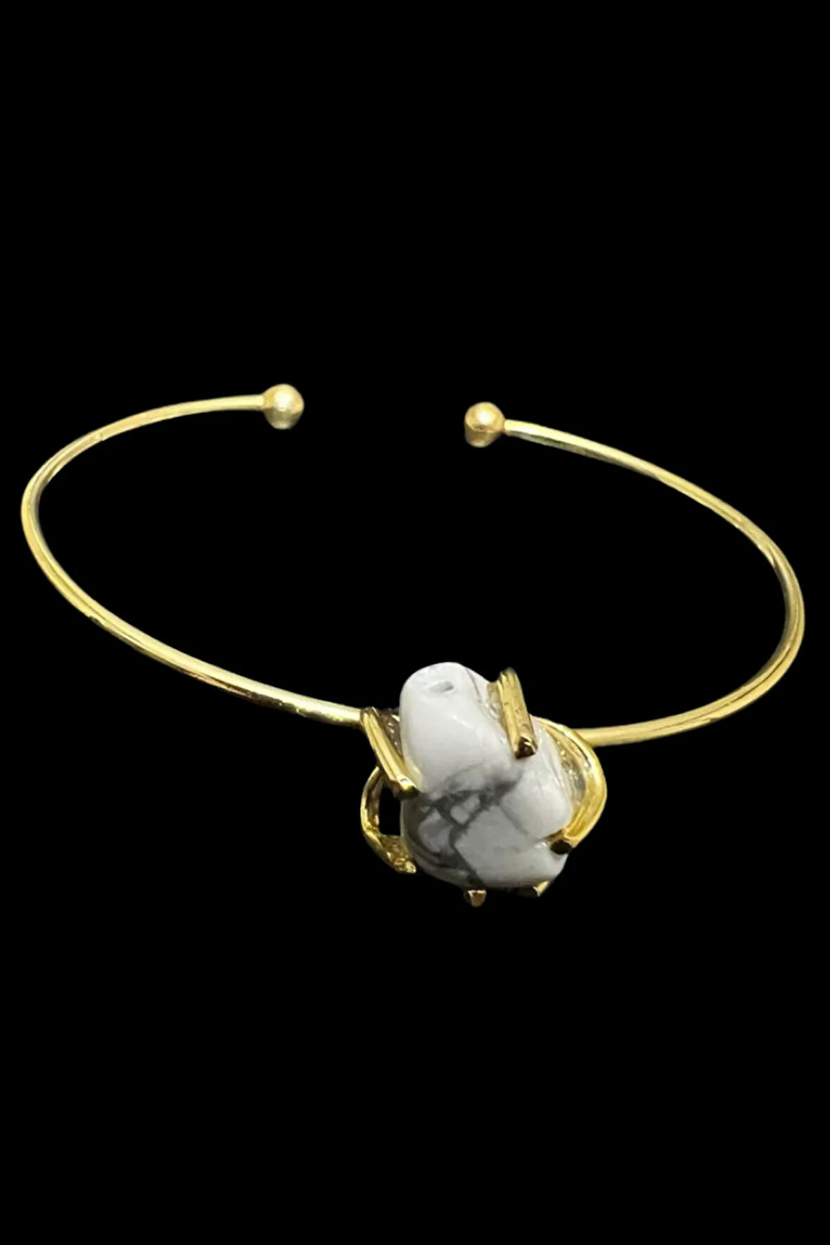 Sertifikalı Havlit Doğal Taş Kelepçe Bileklik Ayarlanabilir Tasarım