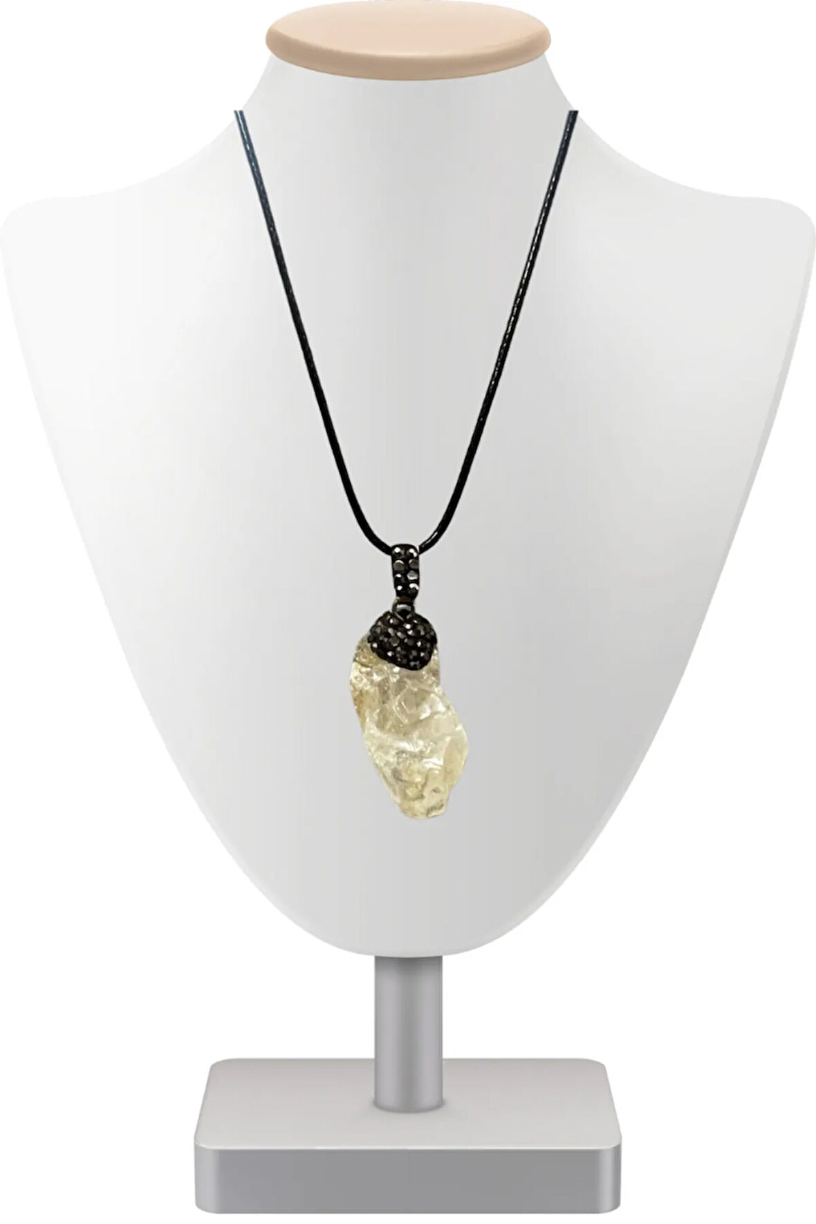 Sertifikalı Sitrin Doğal Taş Kolye Zincir Hediyeli