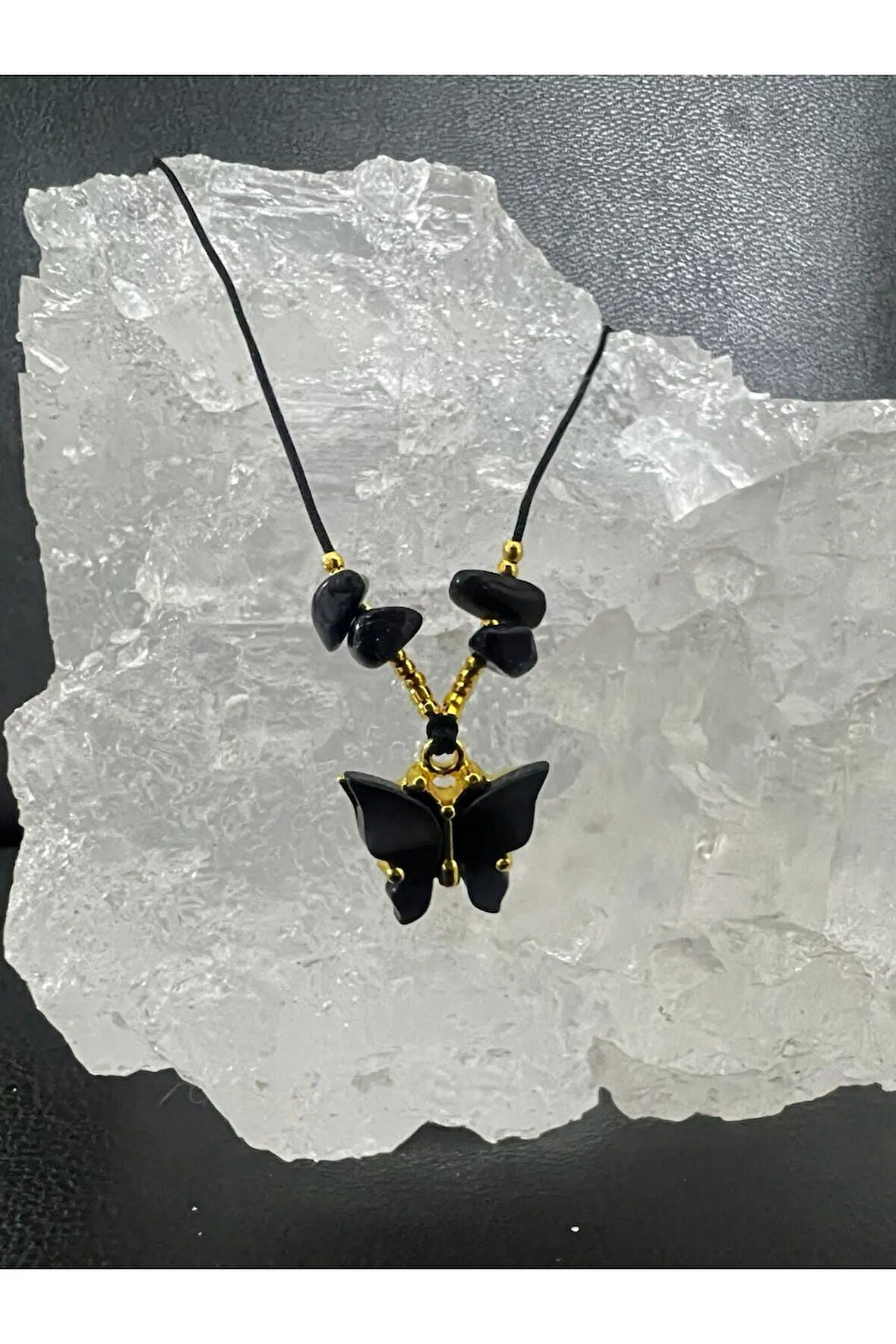 Sertifikalı Orijinal Yıldız & Sedef Doğal Taş Kolye Kelebek Detaylı Asansörlü Kilit Sistemi