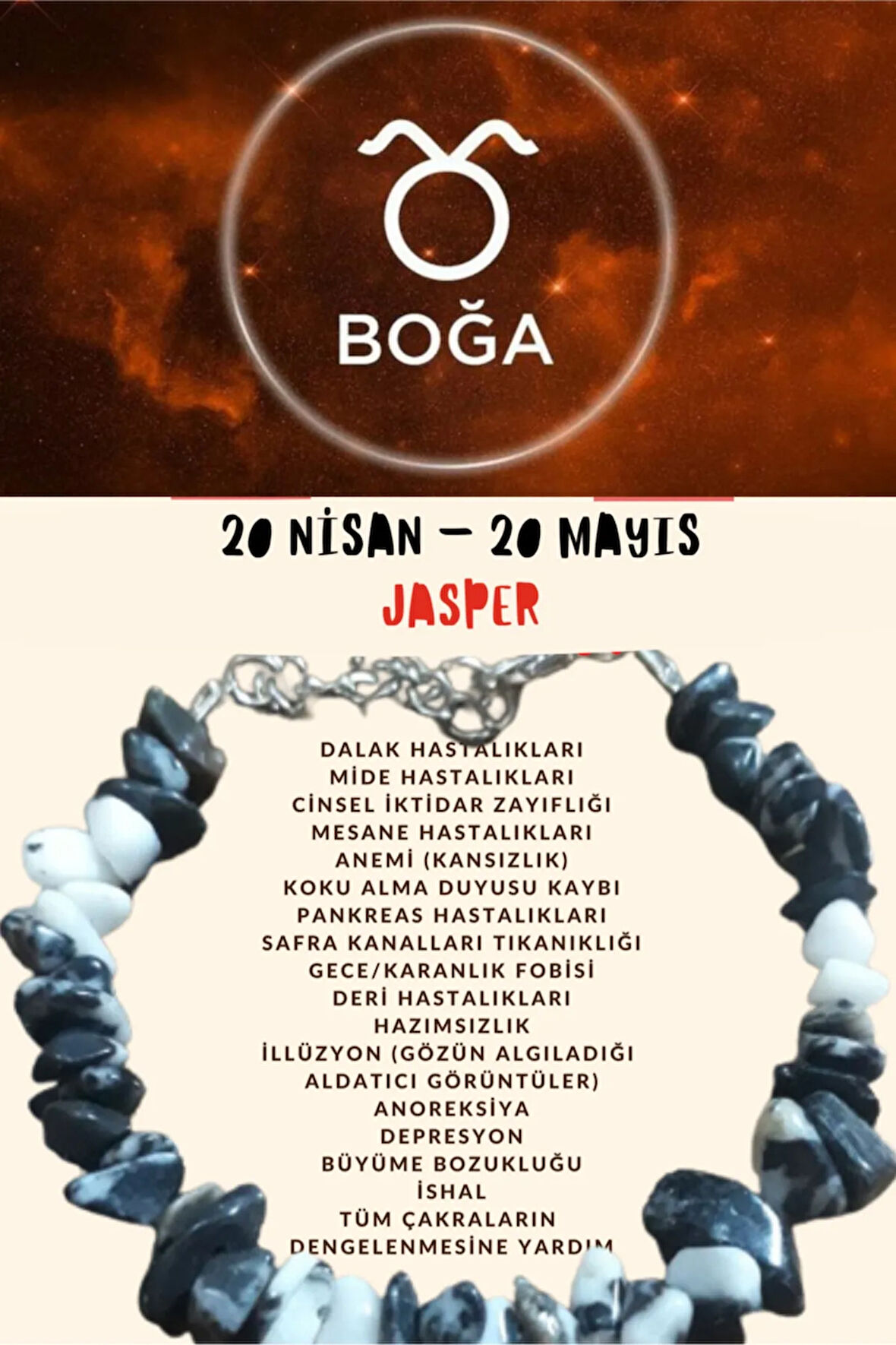 Sertifikalı Boğa Burcu Burç Bilekliği