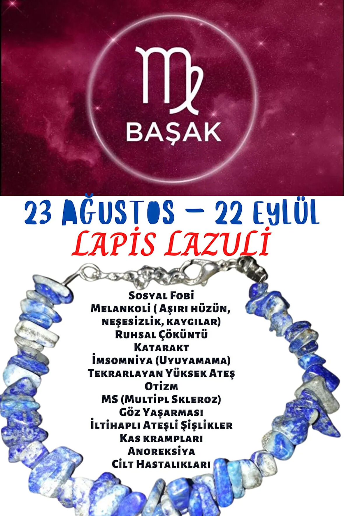 Sertifikalı Burç Taşı Başak Burcu