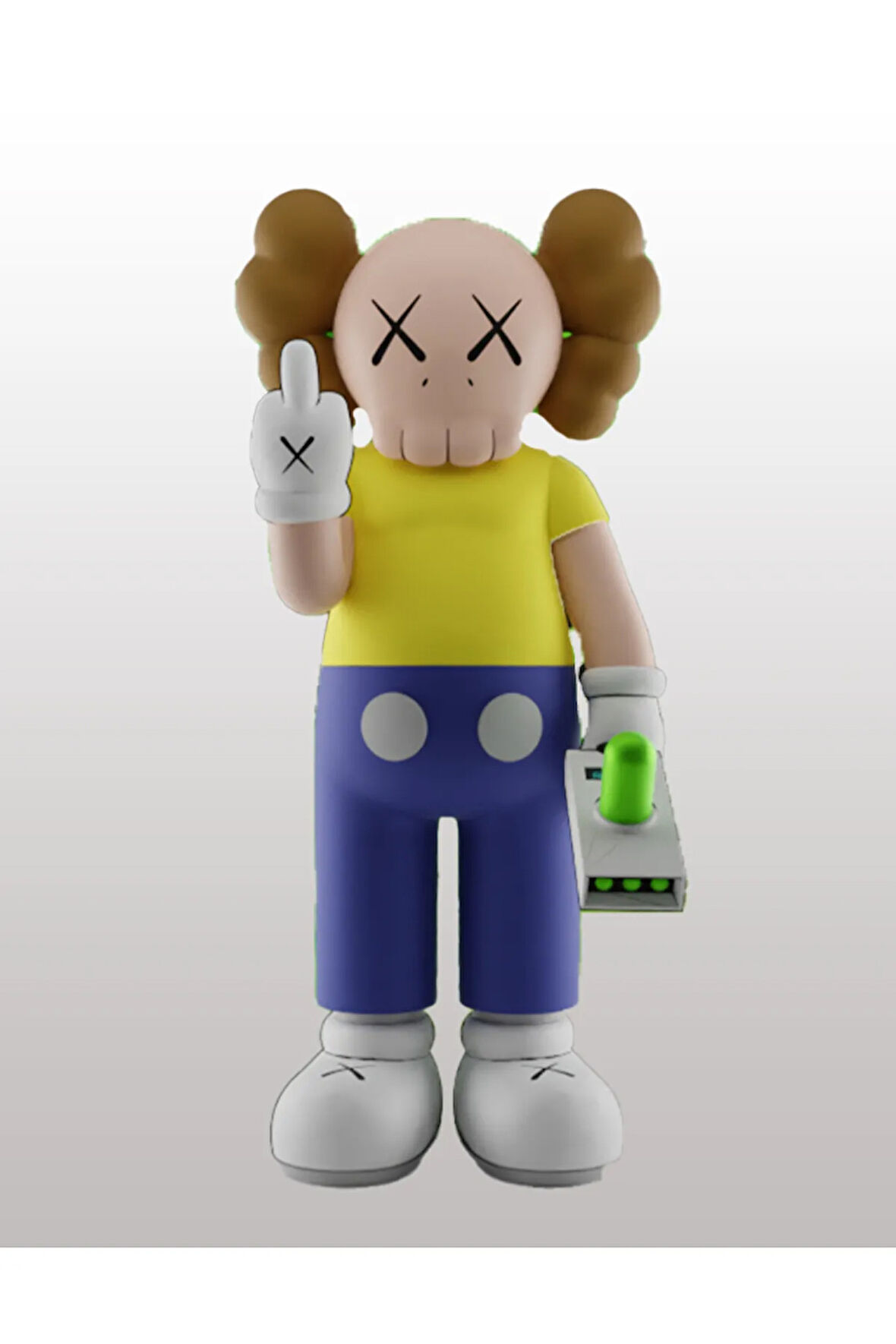 Kaws Rick and Morty Boyalı Figür Kaws Morty Orta Parmak Figür Büyük Boy 20CM