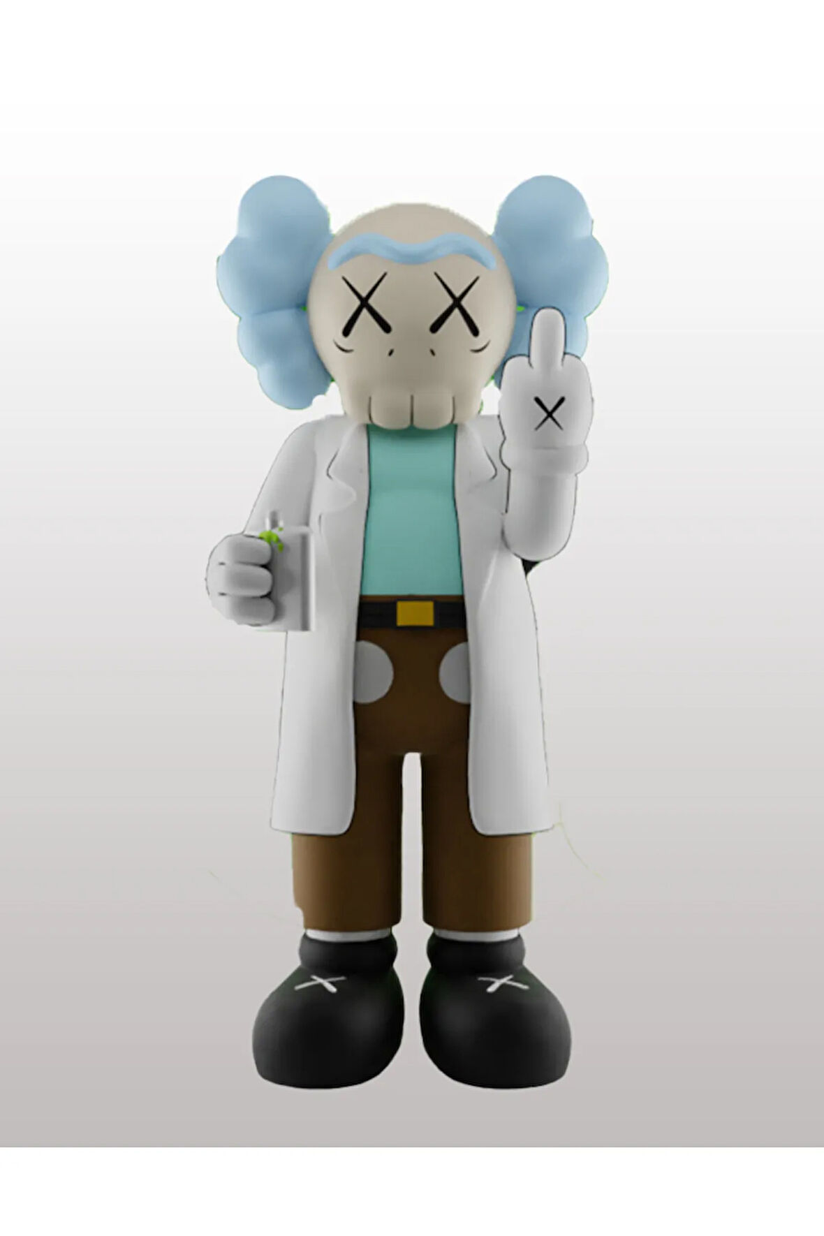 Kaws Rick and Morty Boyalı Figür Kaws Rick Orta Parmak Figür Büyük Boy 20CM