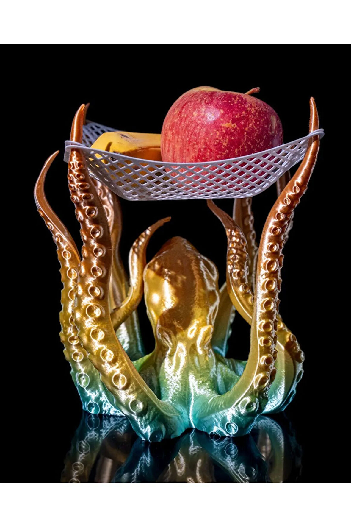 Kraken Fileli Meyve Kasesi Ahtapot Kolları Fileli Meyvelik Büyük Boy 20CM