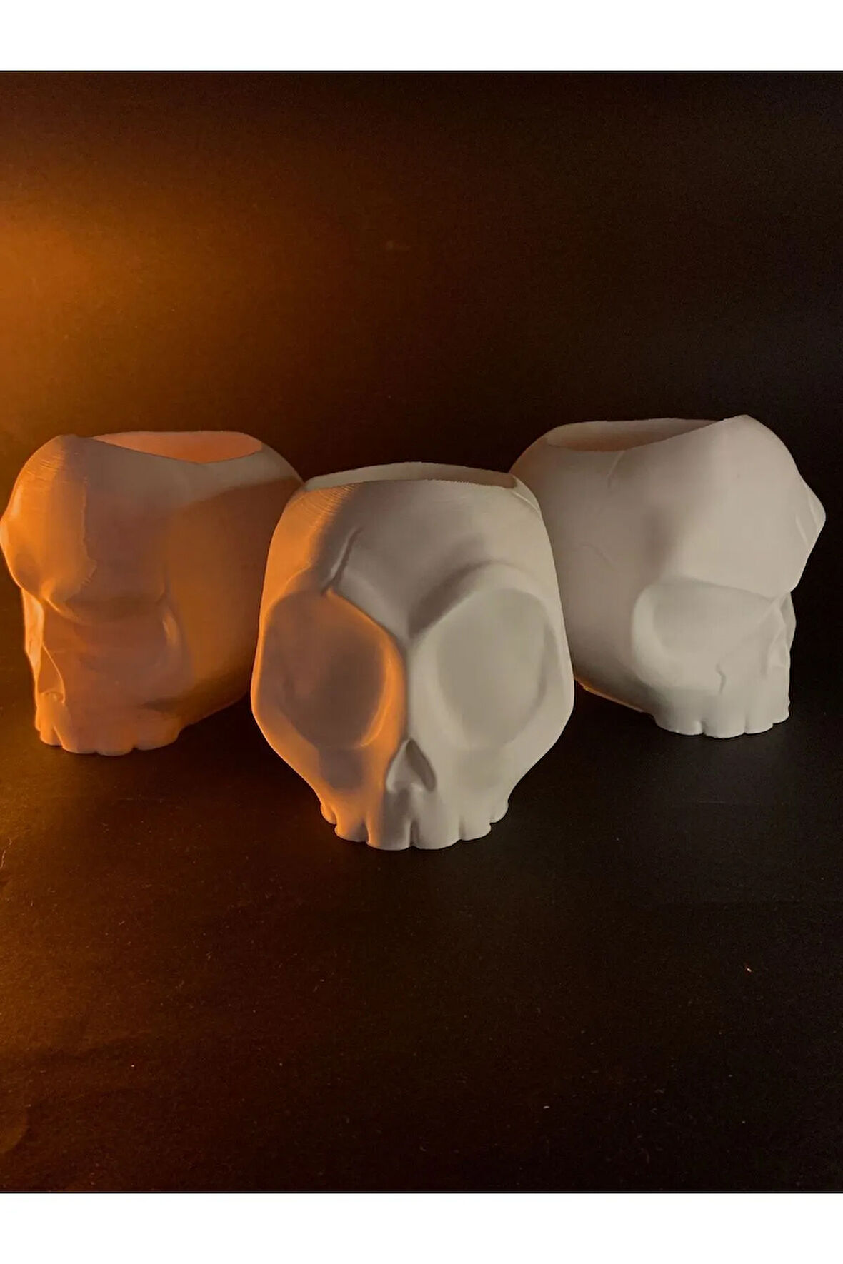 Cadılar Bayramı Kuru Kafa Vazo Seti 3 Parça Halloween Kuru Kafa Vazo 3'lü Set Halloween Dekor
