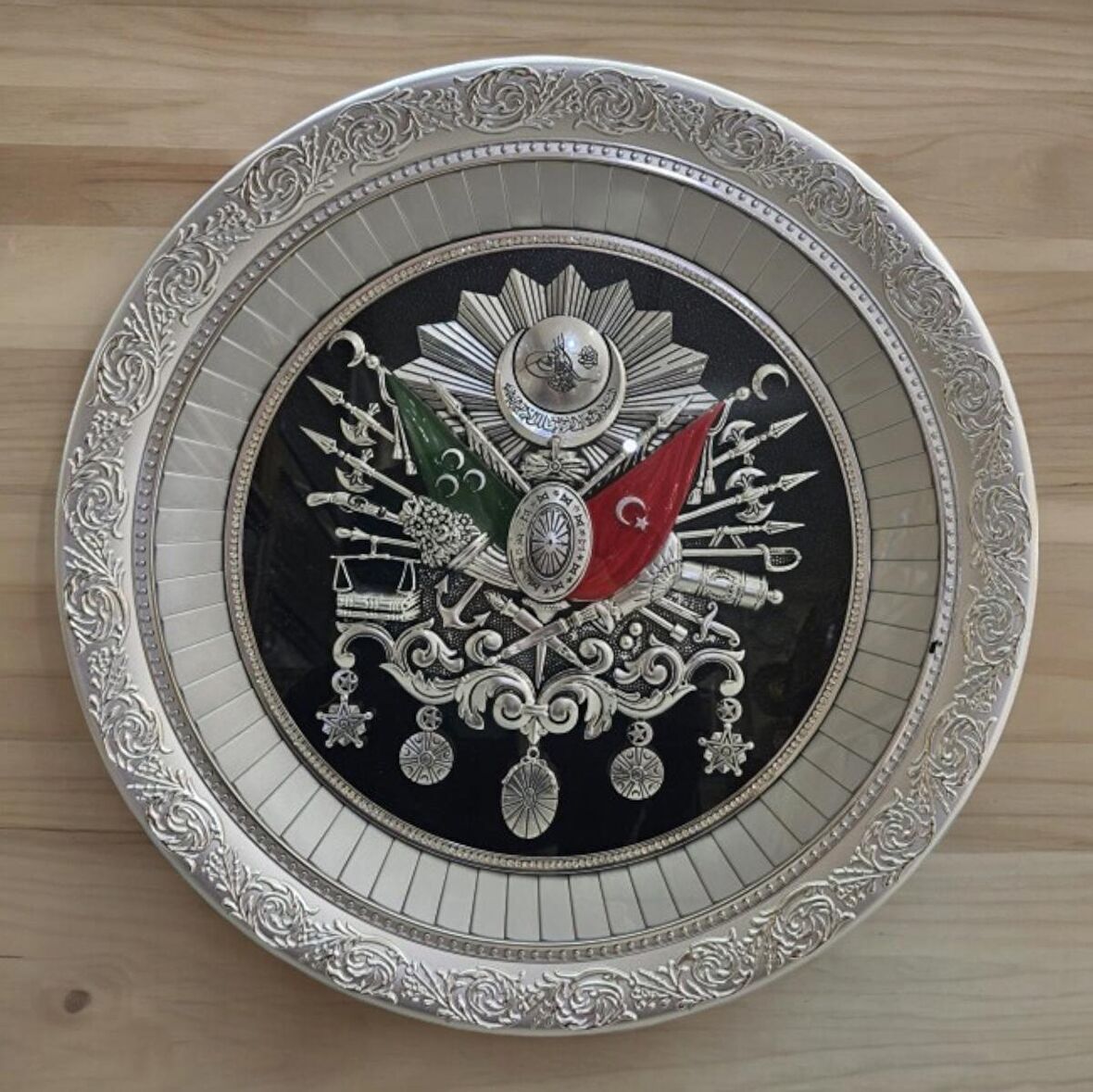 Osmanlı Turalı Gümüş Çeçreve Dekoratif Tabak