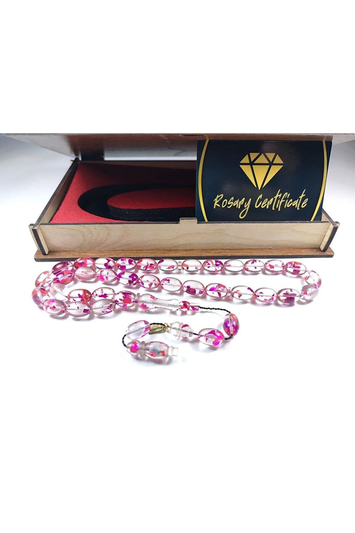 Furkan Gül Usta Eseri Gömme Kutulu Diamond Shine(Altın Varak) Ateş-i Kehribar Sertifikalı 4405