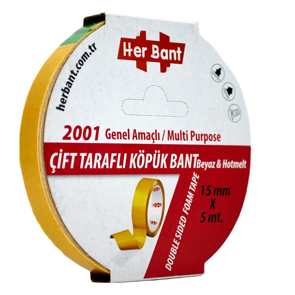 Gen-Of Çift Taraflı Köpük Bant 15mmx5m 1 Adet